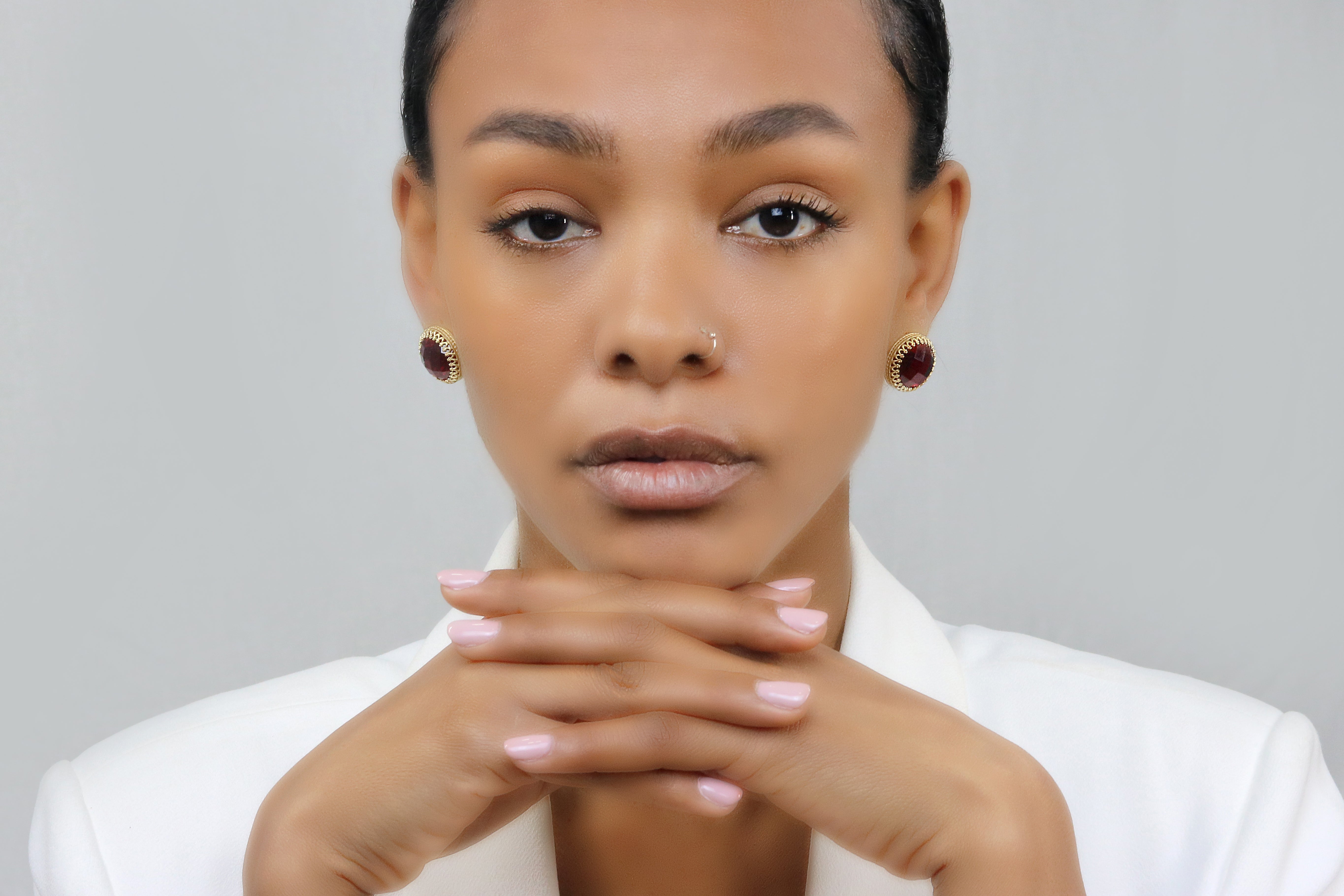 Bold Red Garnet Sterling Silver Earrings Earrings Anemone Jewelry