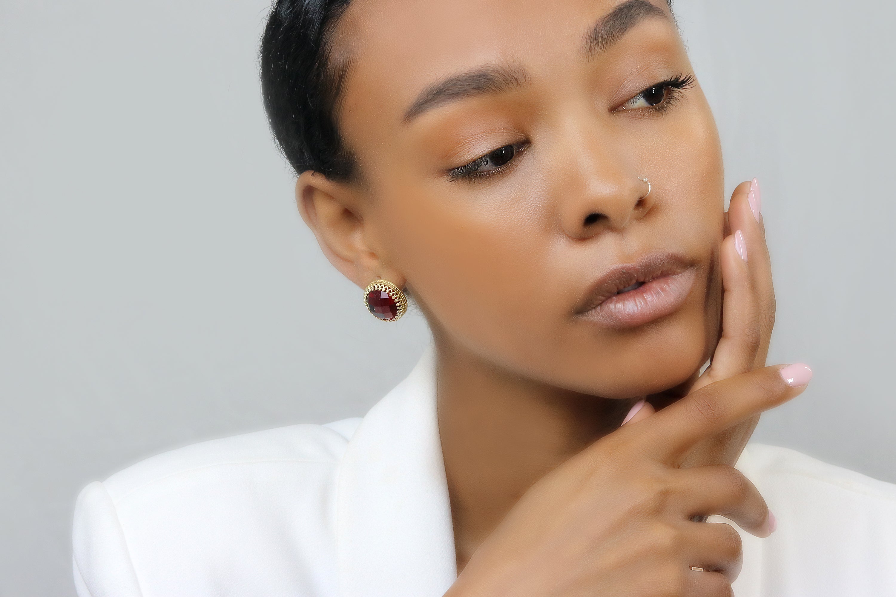 Bold Red Garnet Sterling Silver Earrings Earrings Anemone Jewelry