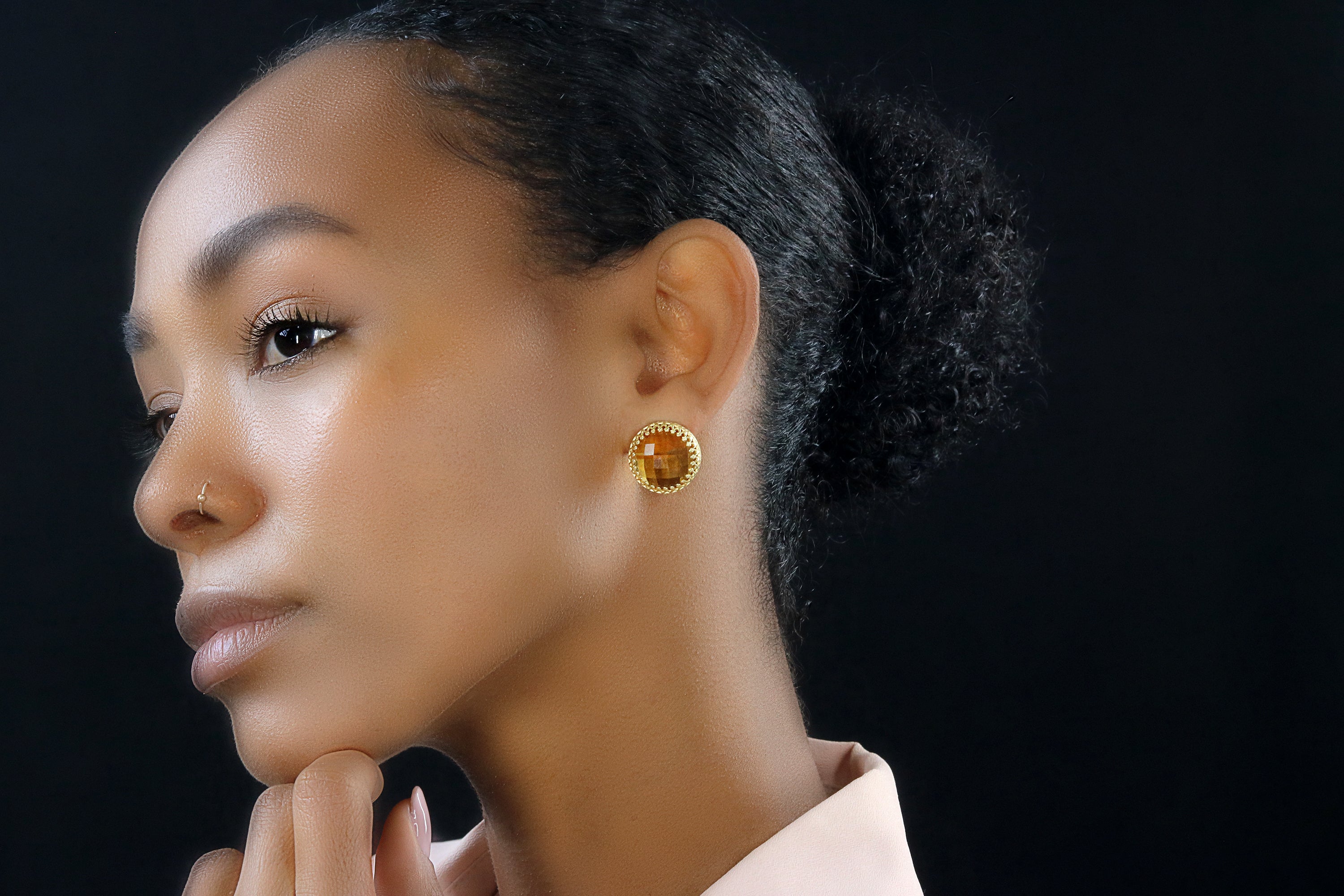 Faceted Citrine Gold Stud Earrings Earrings Anemone Jewelry