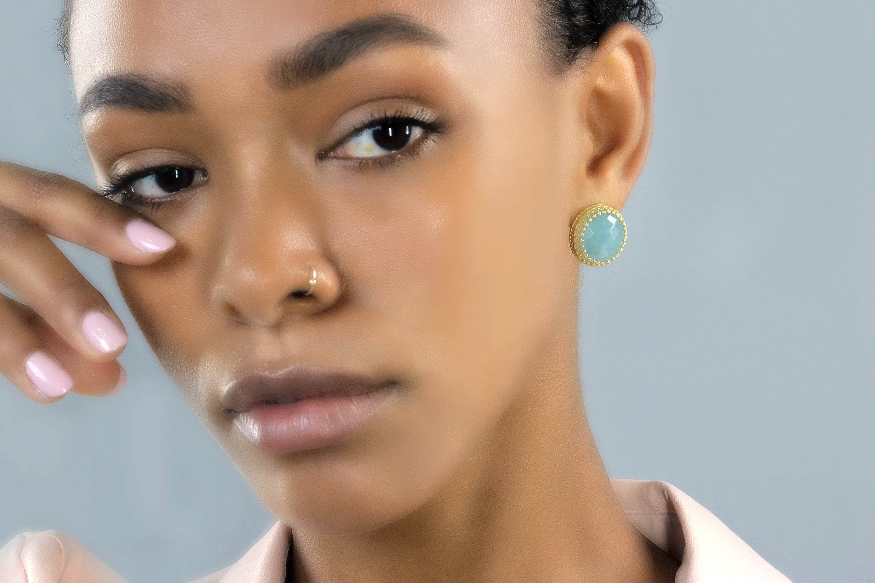 Statement Aquamarine Stud Earrings Earrings Anemone Jewelry