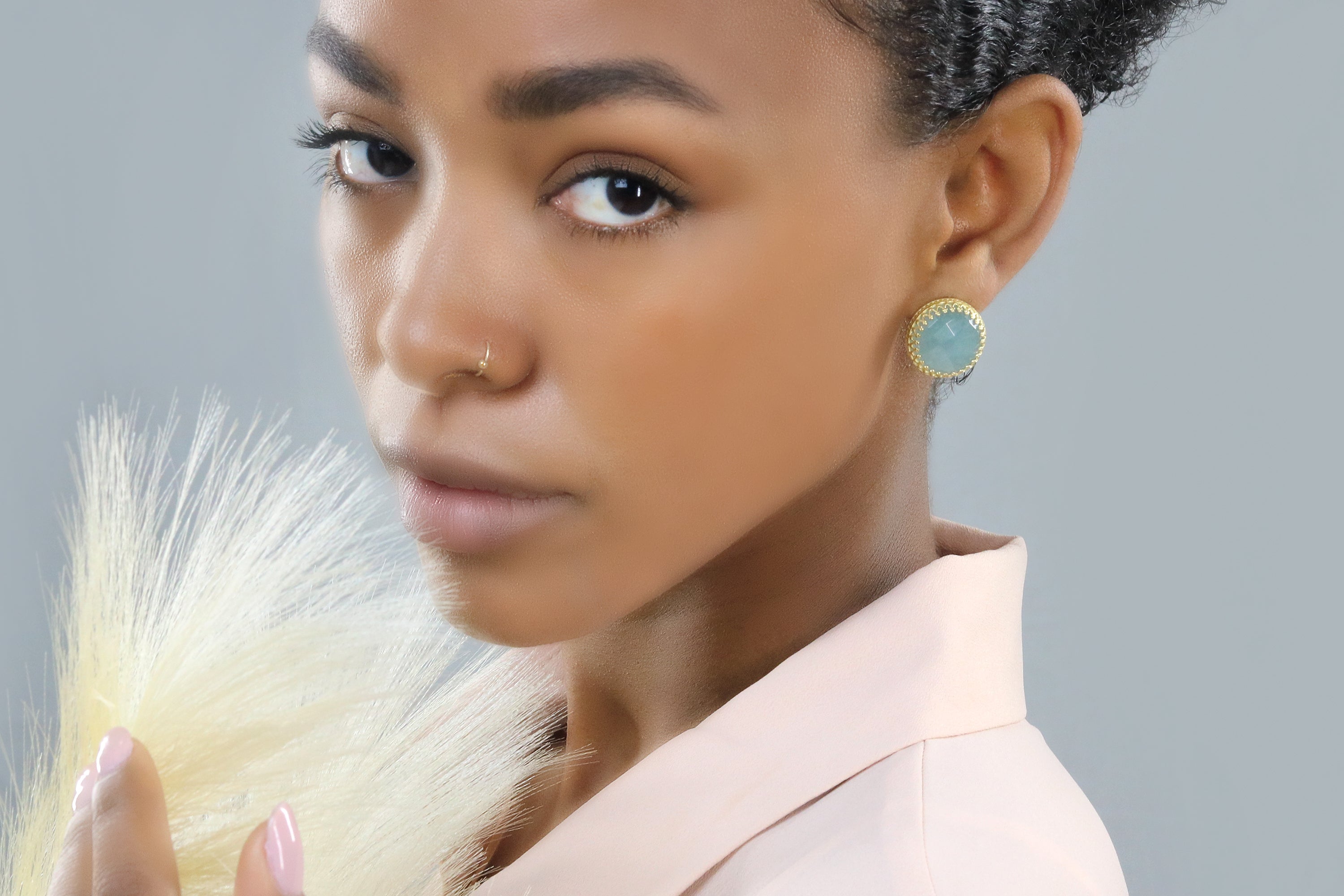 Statement Aquamarine Stud Earrings Earrings Anemone Jewelry