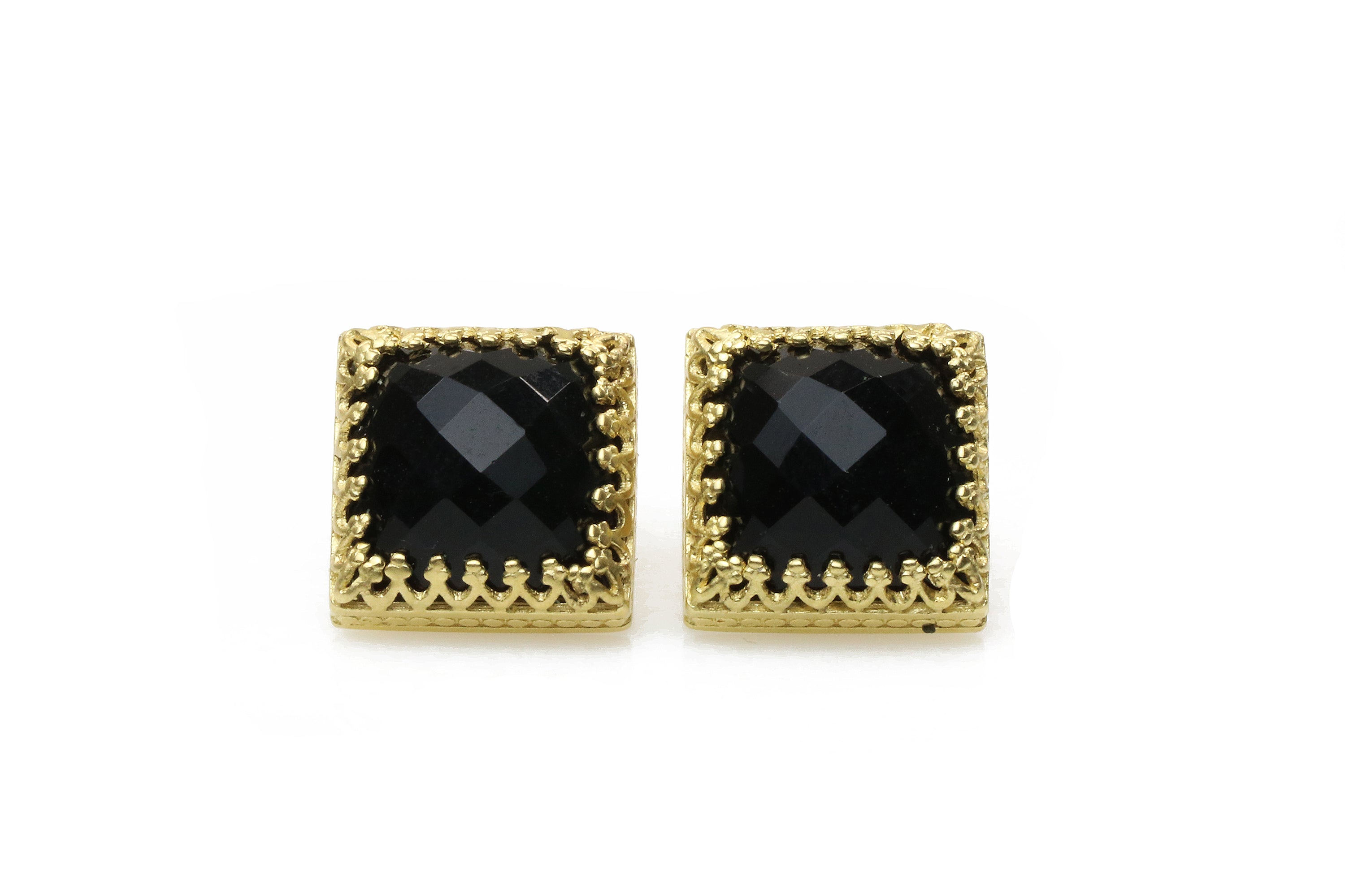 Square Black Onyx Gold Filled Earrings Earrings Anemone Jewelry