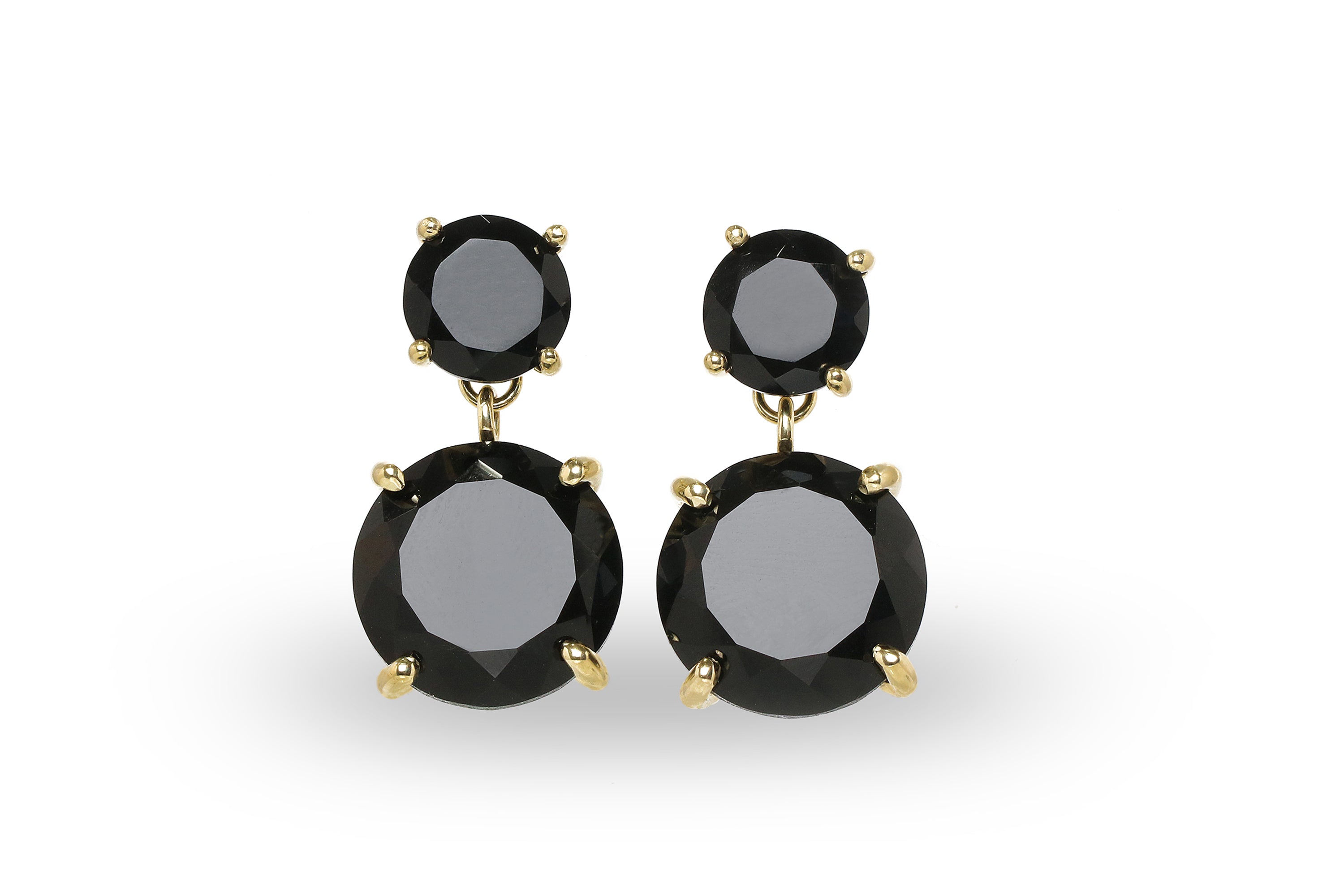 Two-stone Onyx Earrings in Gold Filled Band Earrings Anemone Jewelry