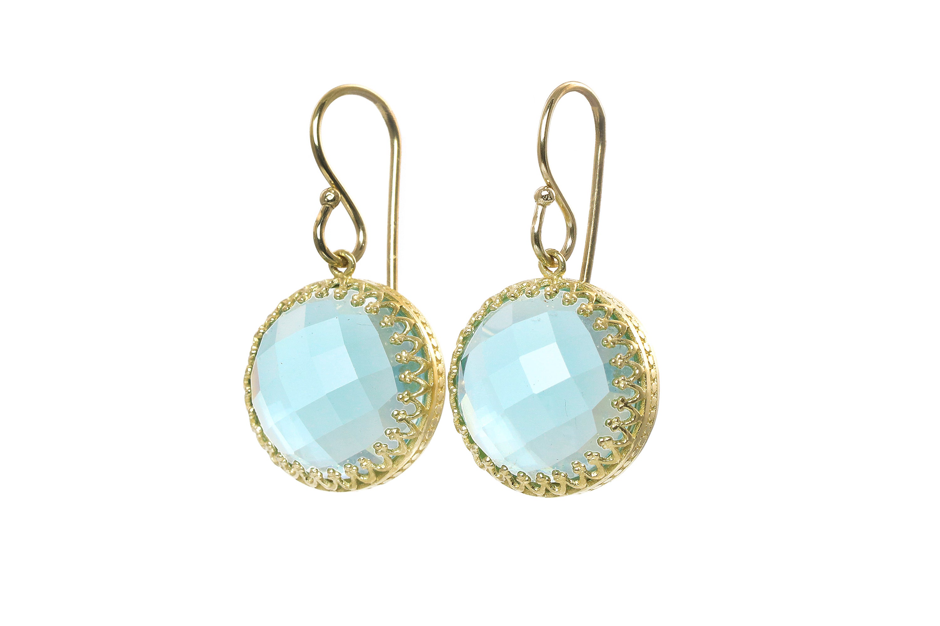 Sophisticated Round Topaz Earrings in Gold Earrings Anemone Jewelry