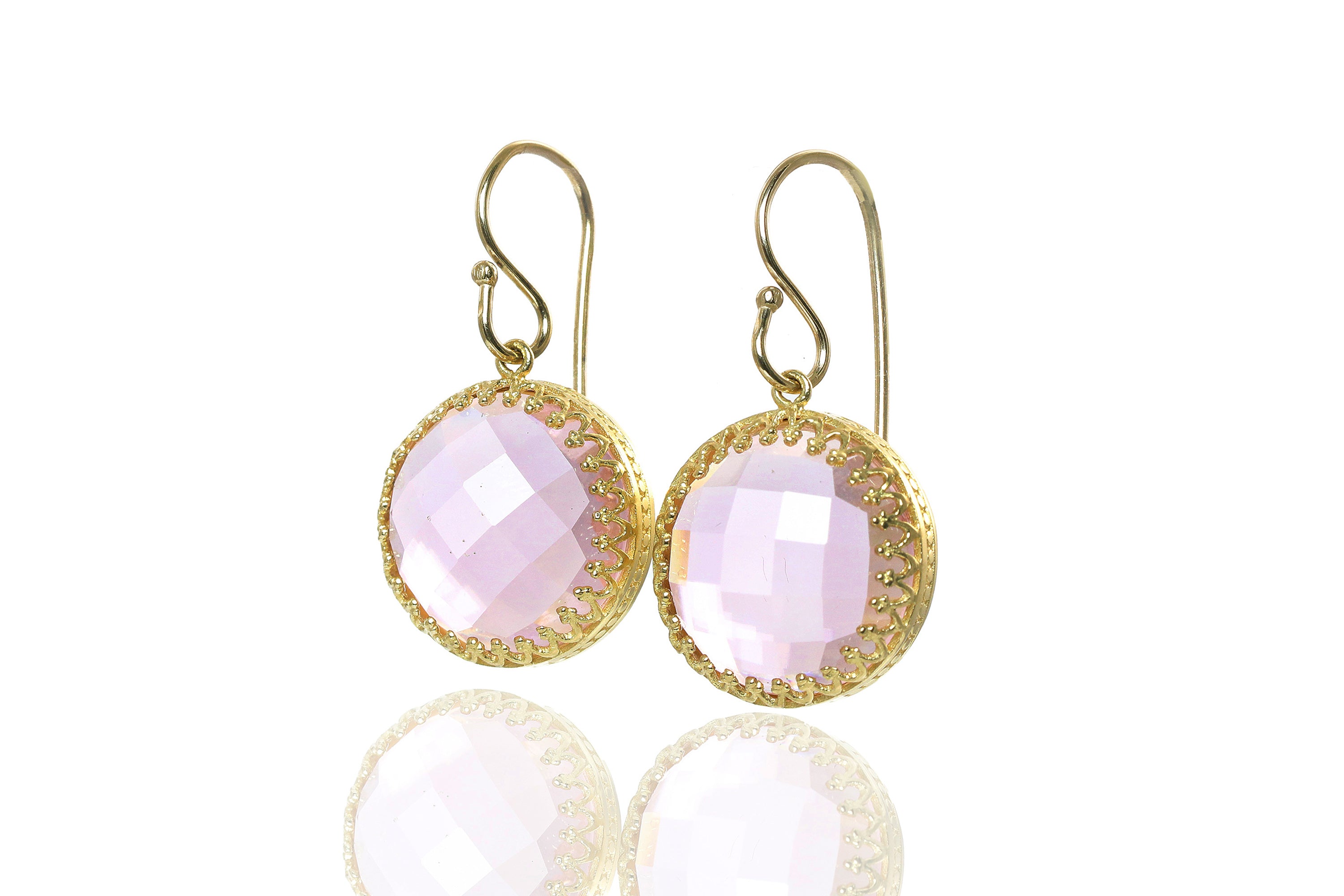 Statement Rose Quartz Gold Earrings Earrings Anemone Jewelry