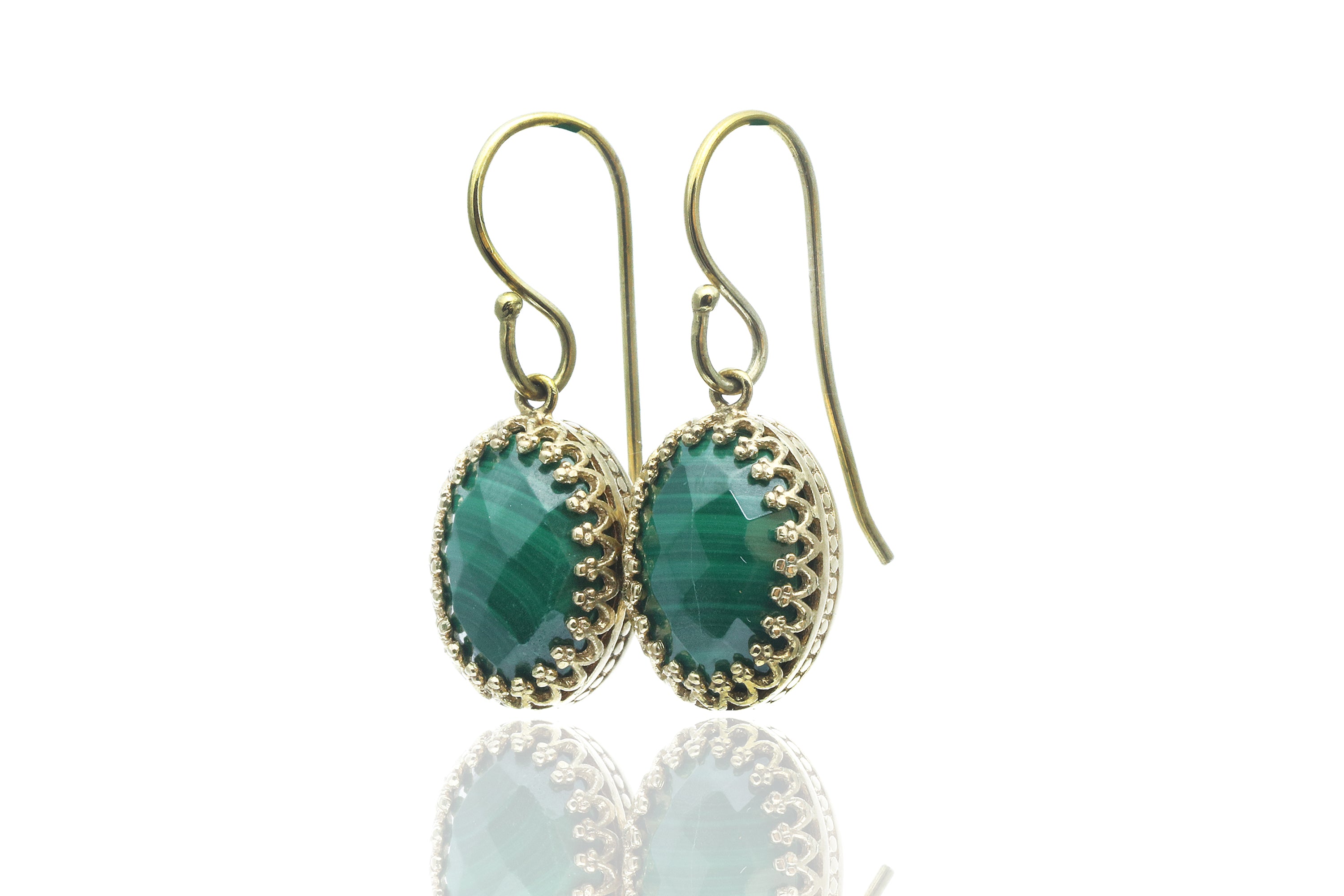 Fancy Malachite Gold Filled Earrings Earrings Anemone Jewelry