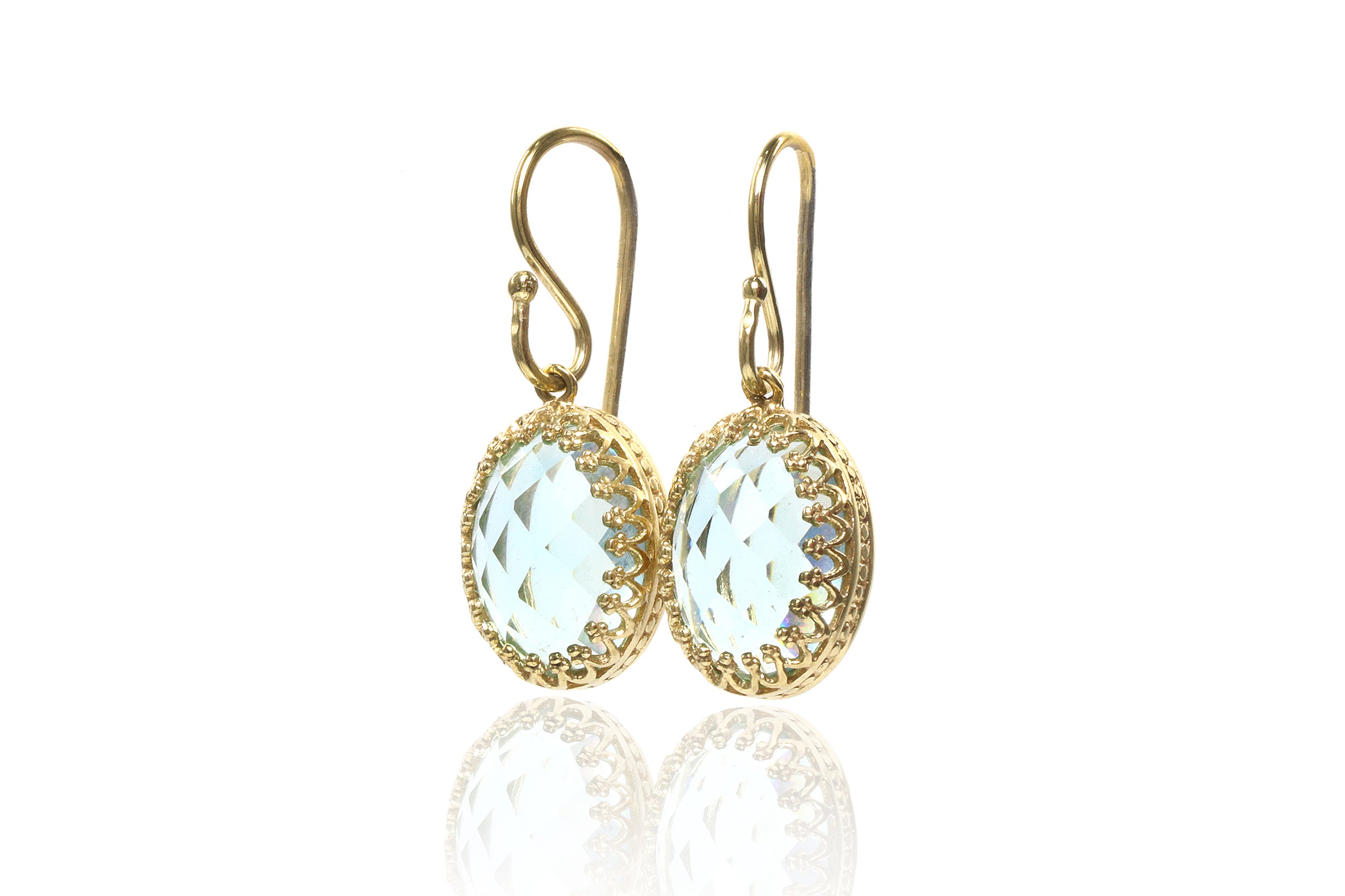 Exquisite Blue Topaz Gold Earrings Earrings Anemone Jewelry