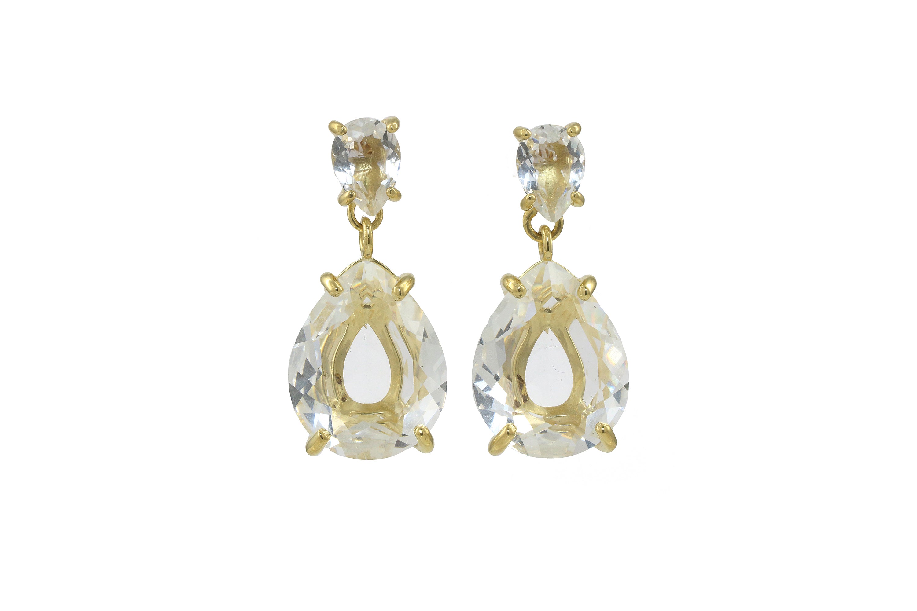 Glitzy Crystal Quartz Gold Stud Earrings Earrings Anemone Jewelry