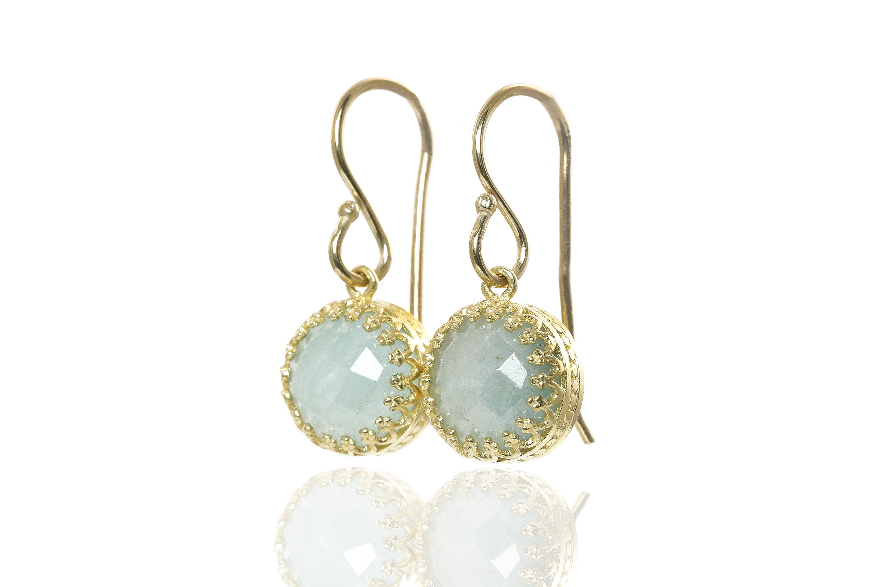 Handmade Aquamarine Gold Earrings Earrings Anemone Jewelry