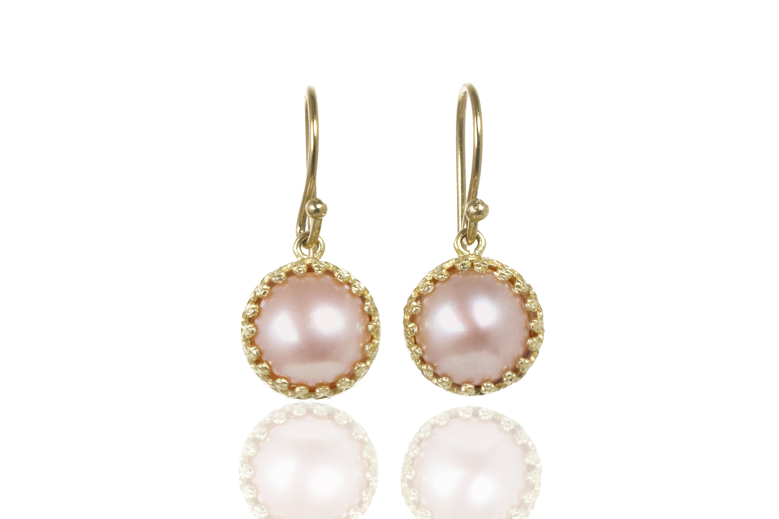 Lovely Pink Pearl Earrings in Gold Earrings Anemone Jewelry