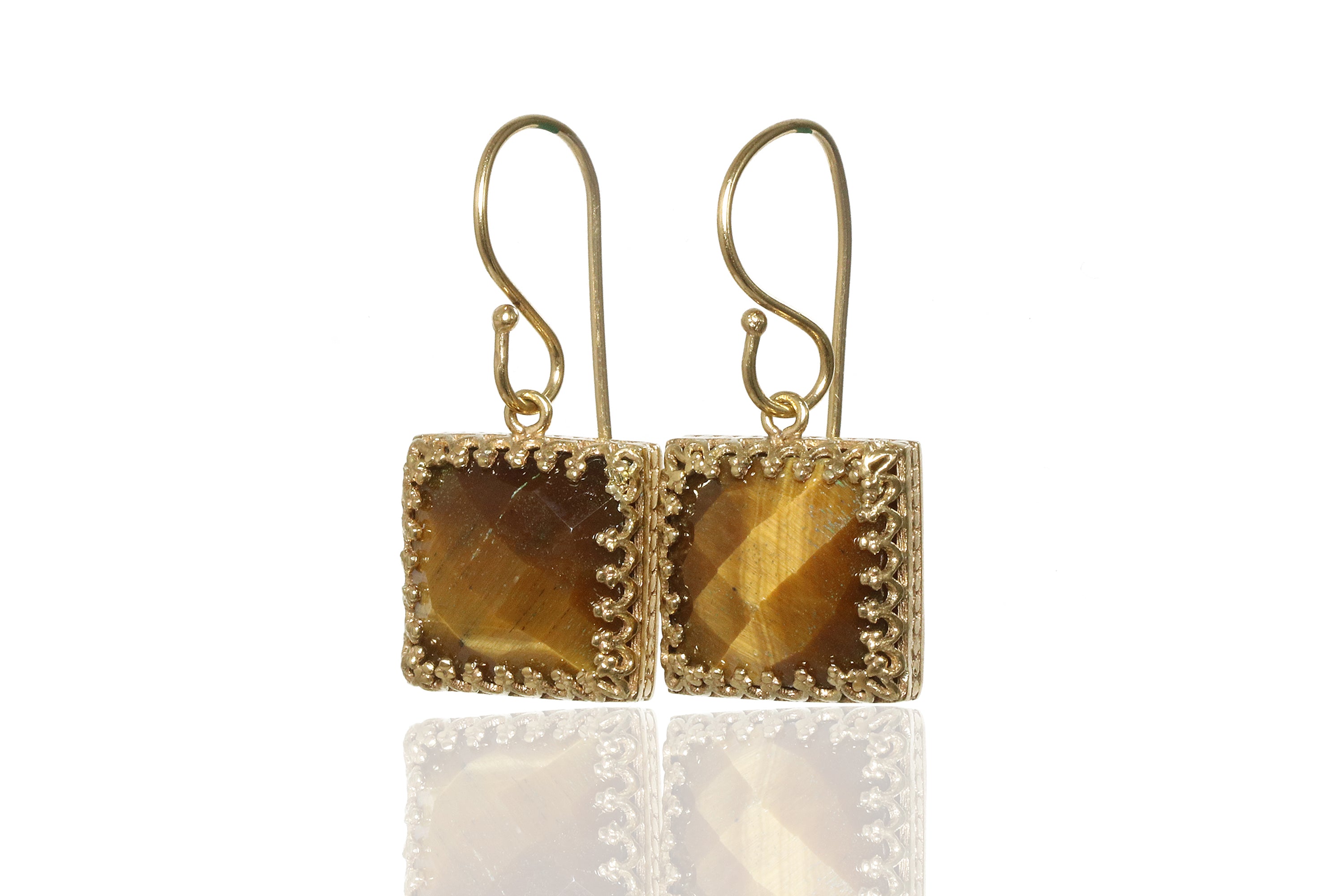 Awesome Tiger Eye Gold Earrings Earrings Anemone Jewelry
