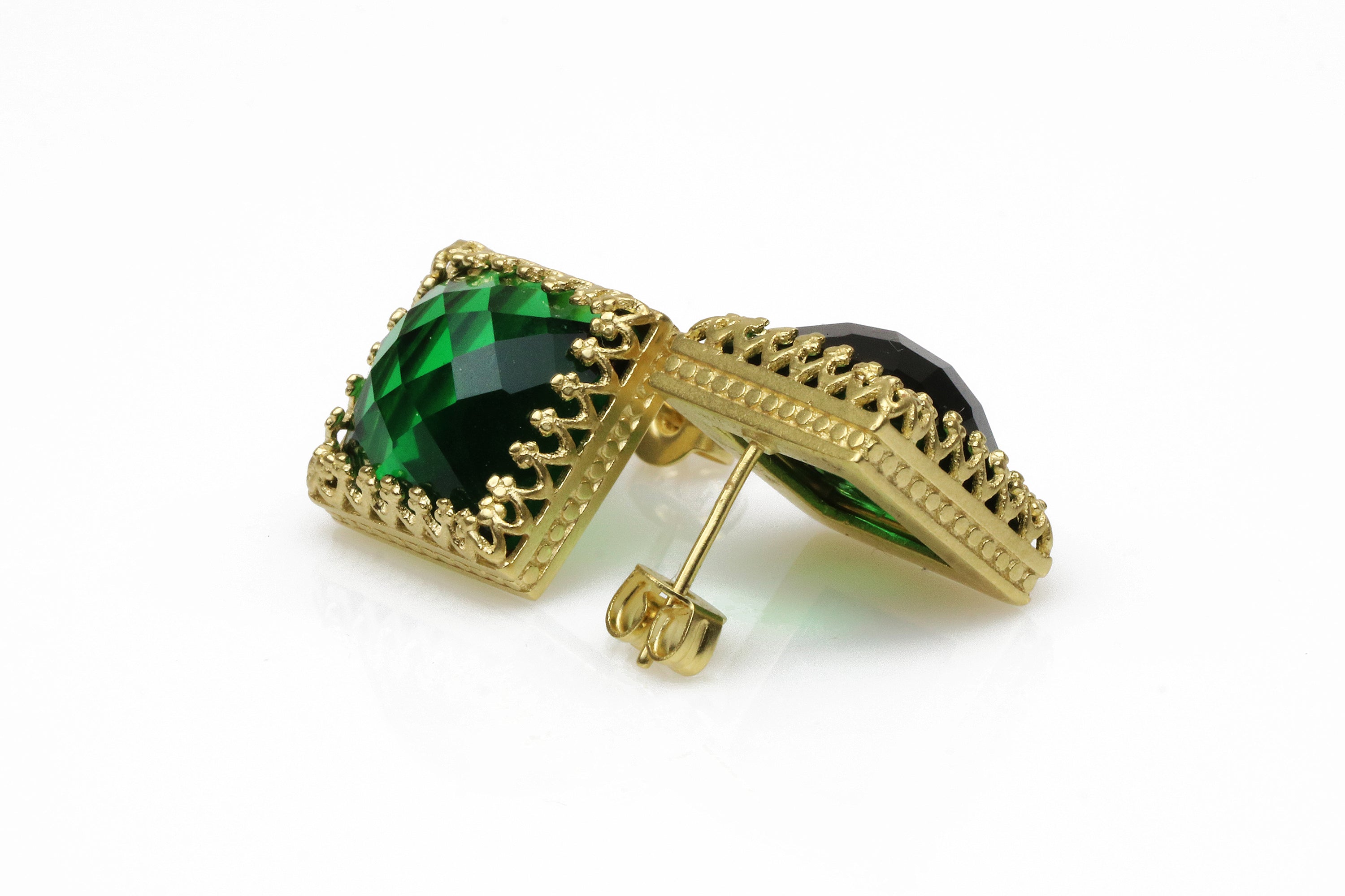 Gold Filled Emerald Earrings for Women Earrings Anemone Jewelry