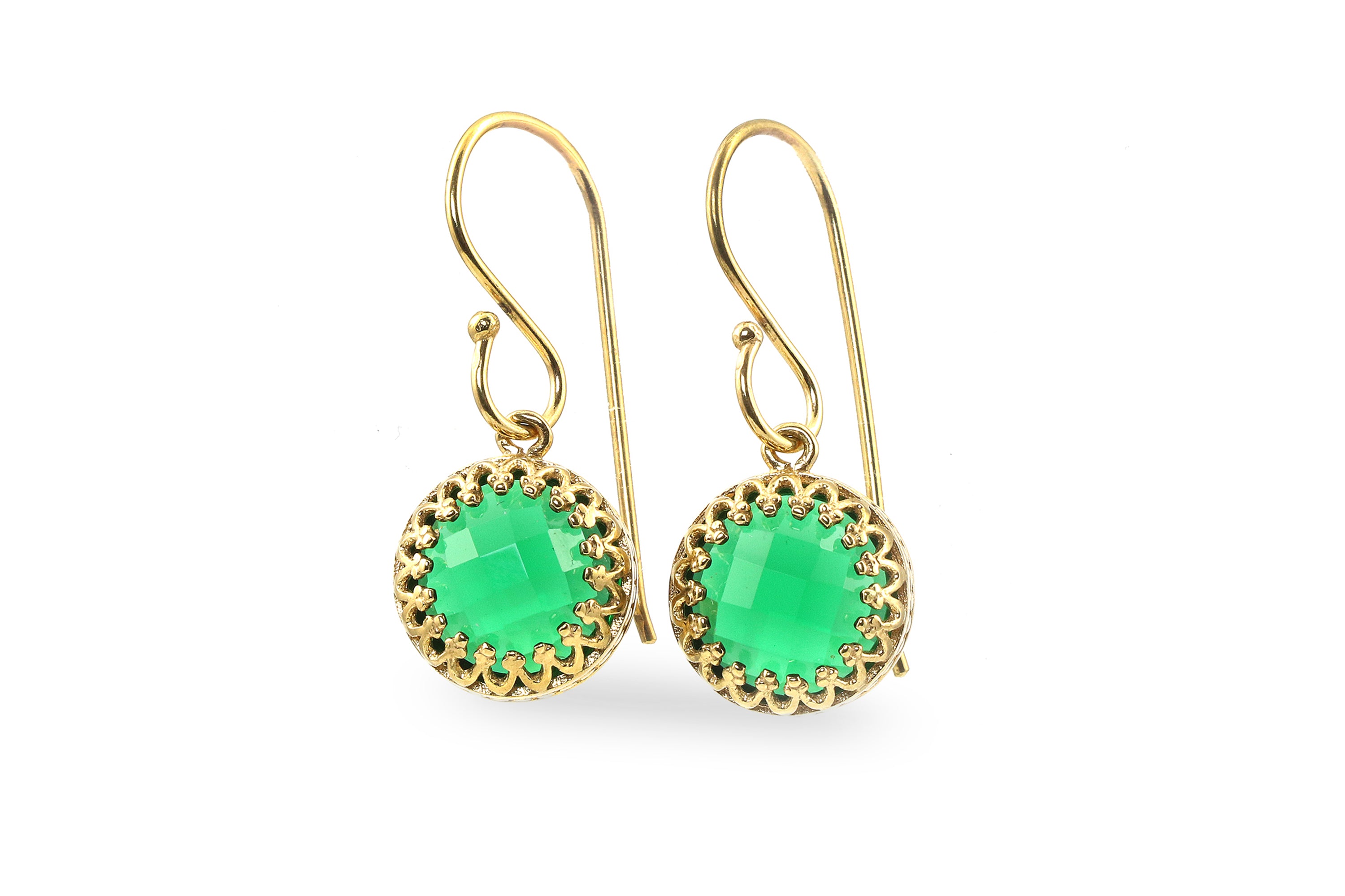 Intricate Round Emerald Sterling Silver Earrings Earrings Anemone Jewelry