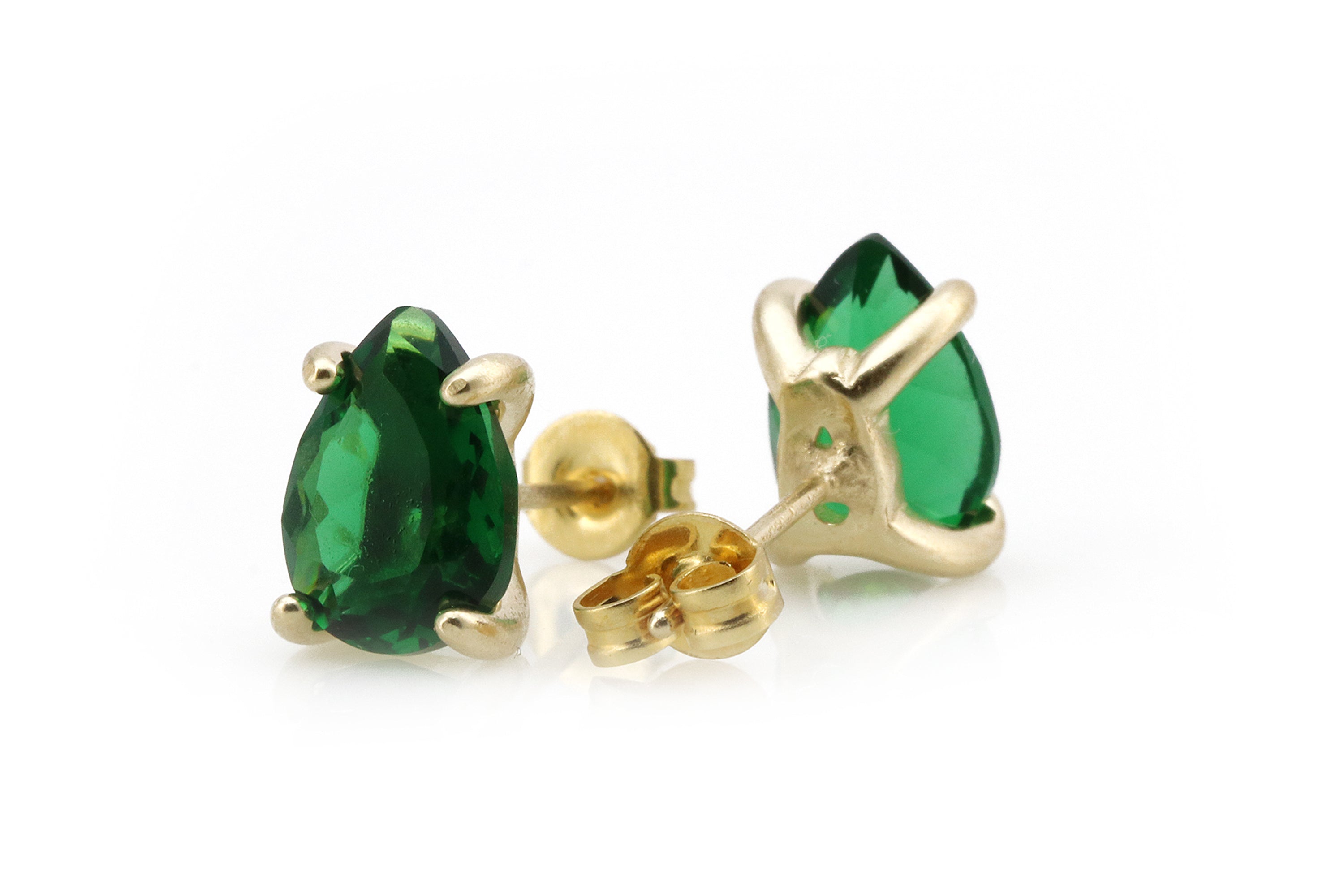 Pear Emerald 14k Gold Stud Earrings Earrings Anemone Unique