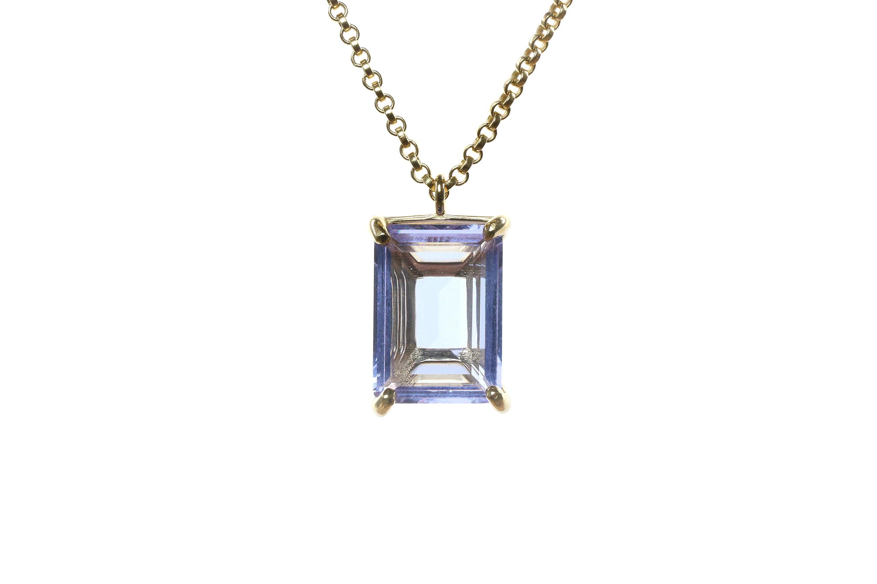 Stunning Rectangular Tanzanite Gold Necklace necklaces Anemone Jewelry