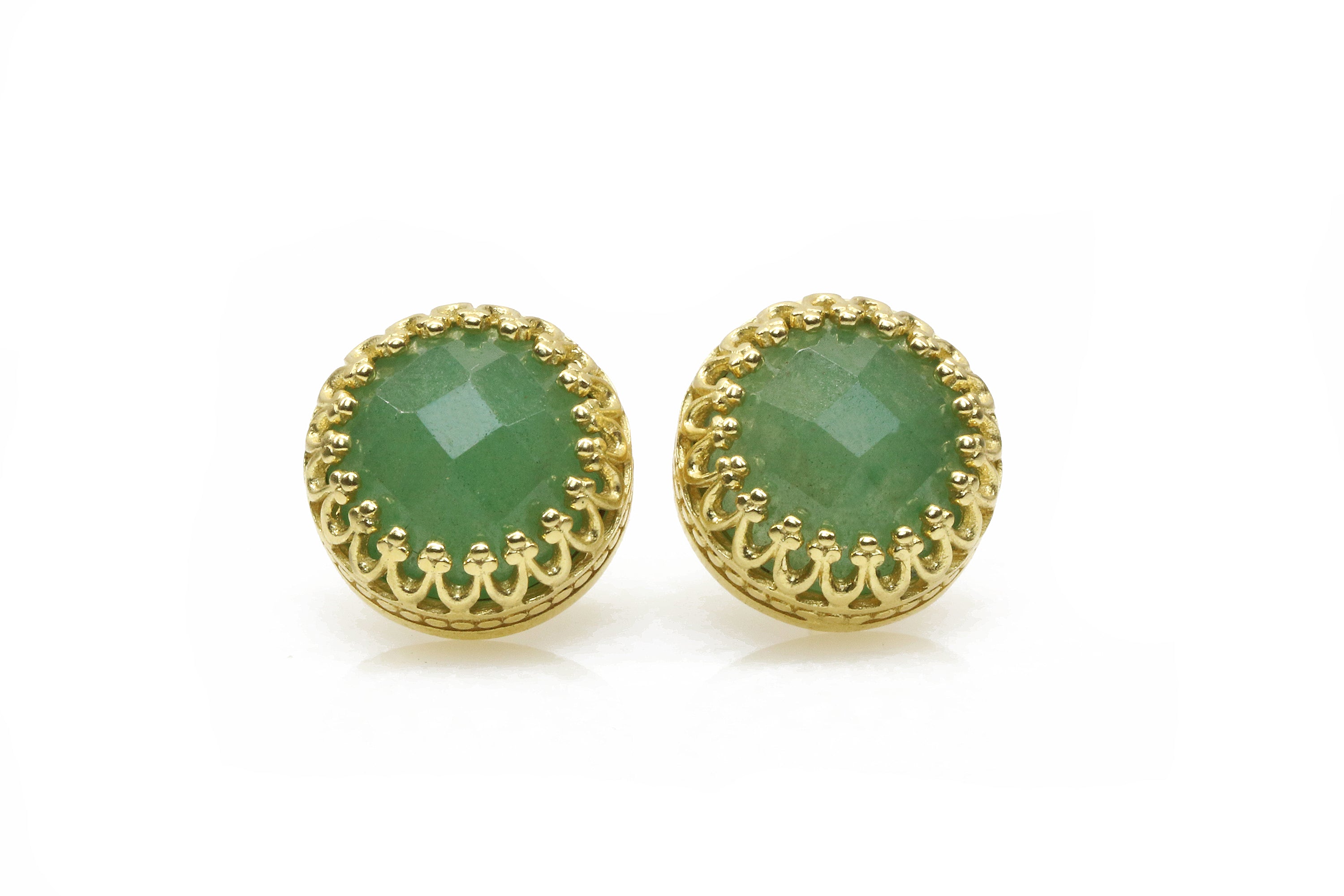 Attractive Green Aventurine Gold Dangle Earrings Earrings Anemone Jewelry