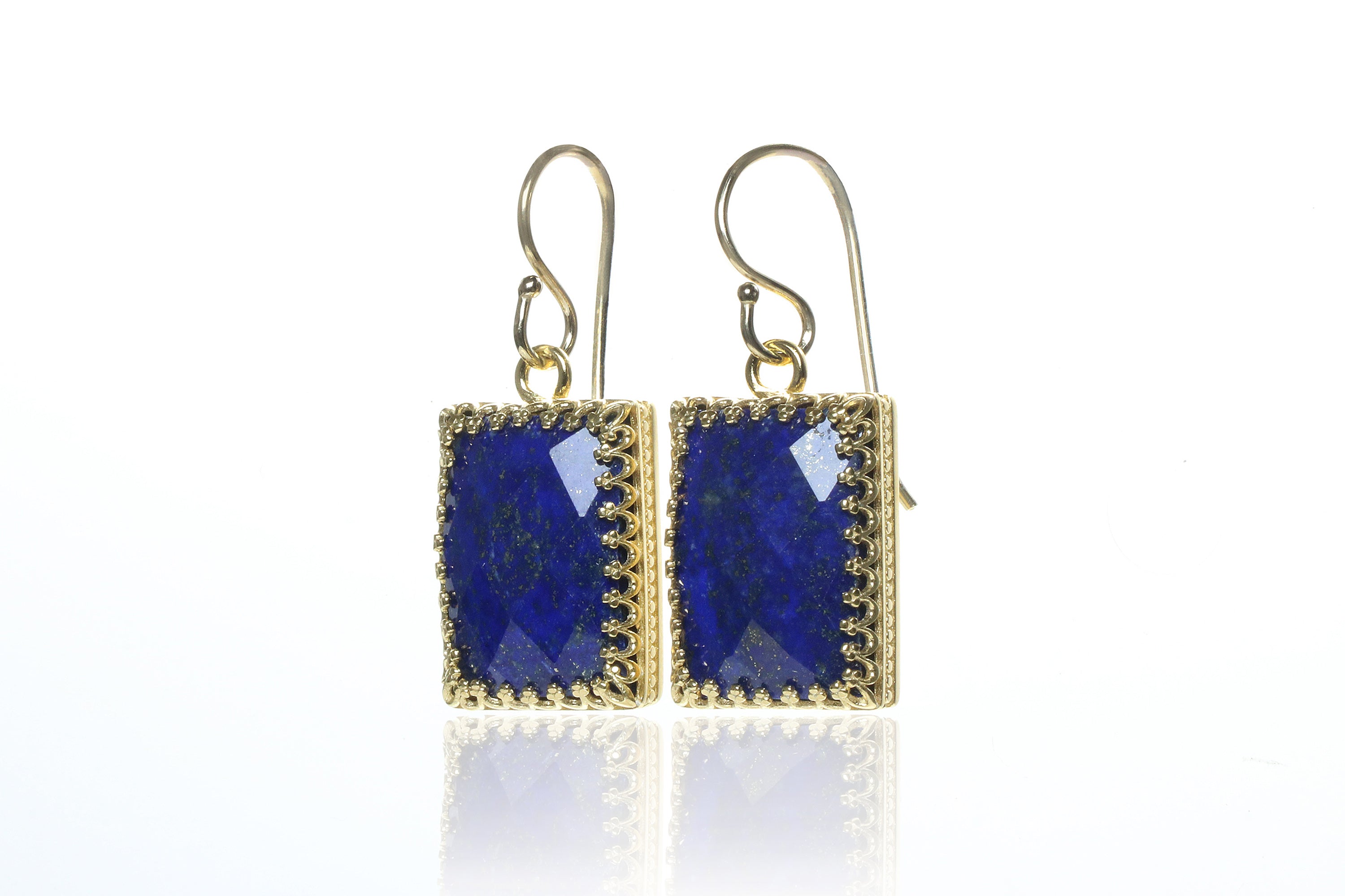 Rectangle Lapis Lazuli Gold Earrings Earrings Anemone Jewelry