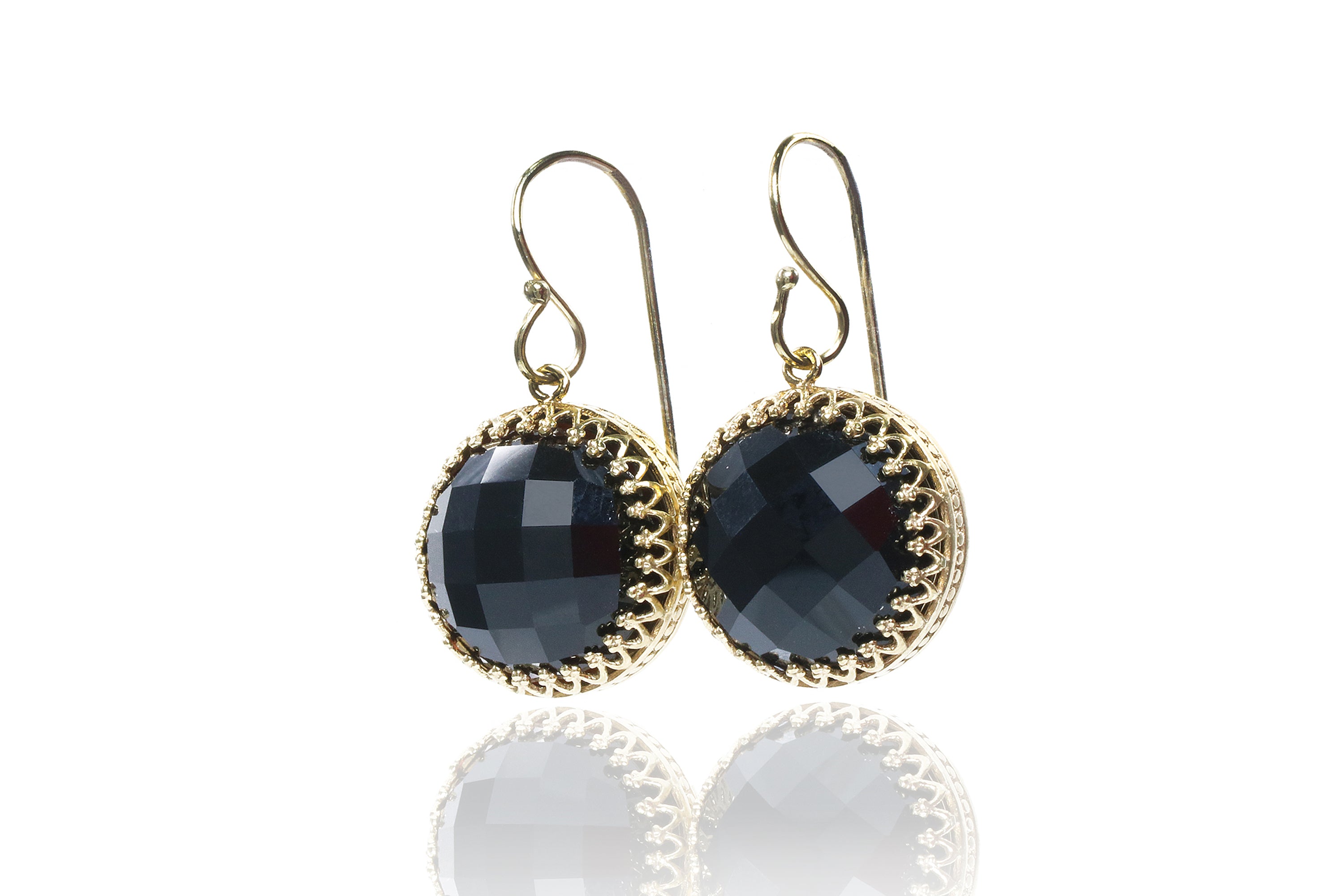 Stylish Black Onyx Gold Earrings Earrings Anemone Jewelry