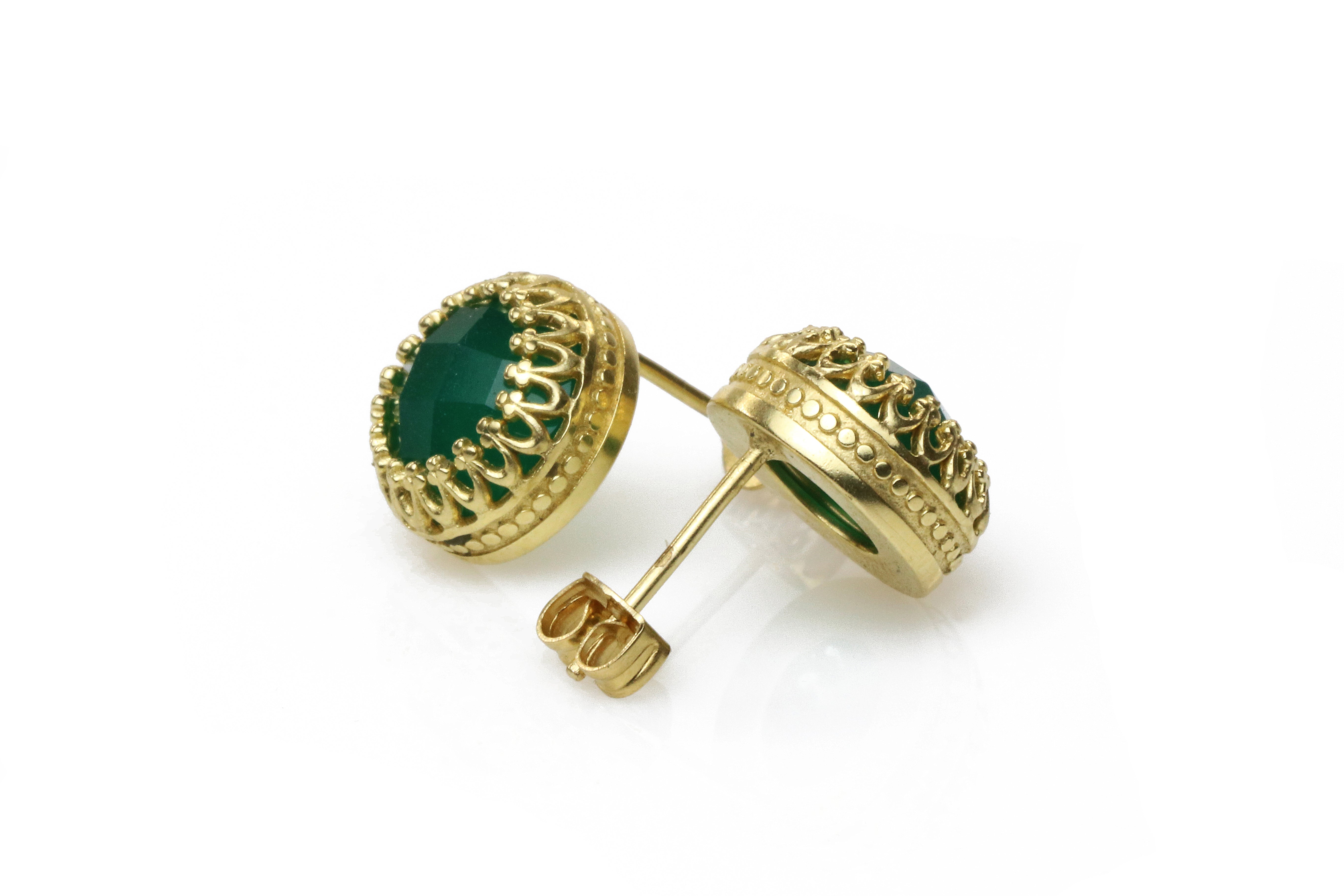 Green Onyx Earrings in 14k Gold Filled Earrings Anemone Jewelry