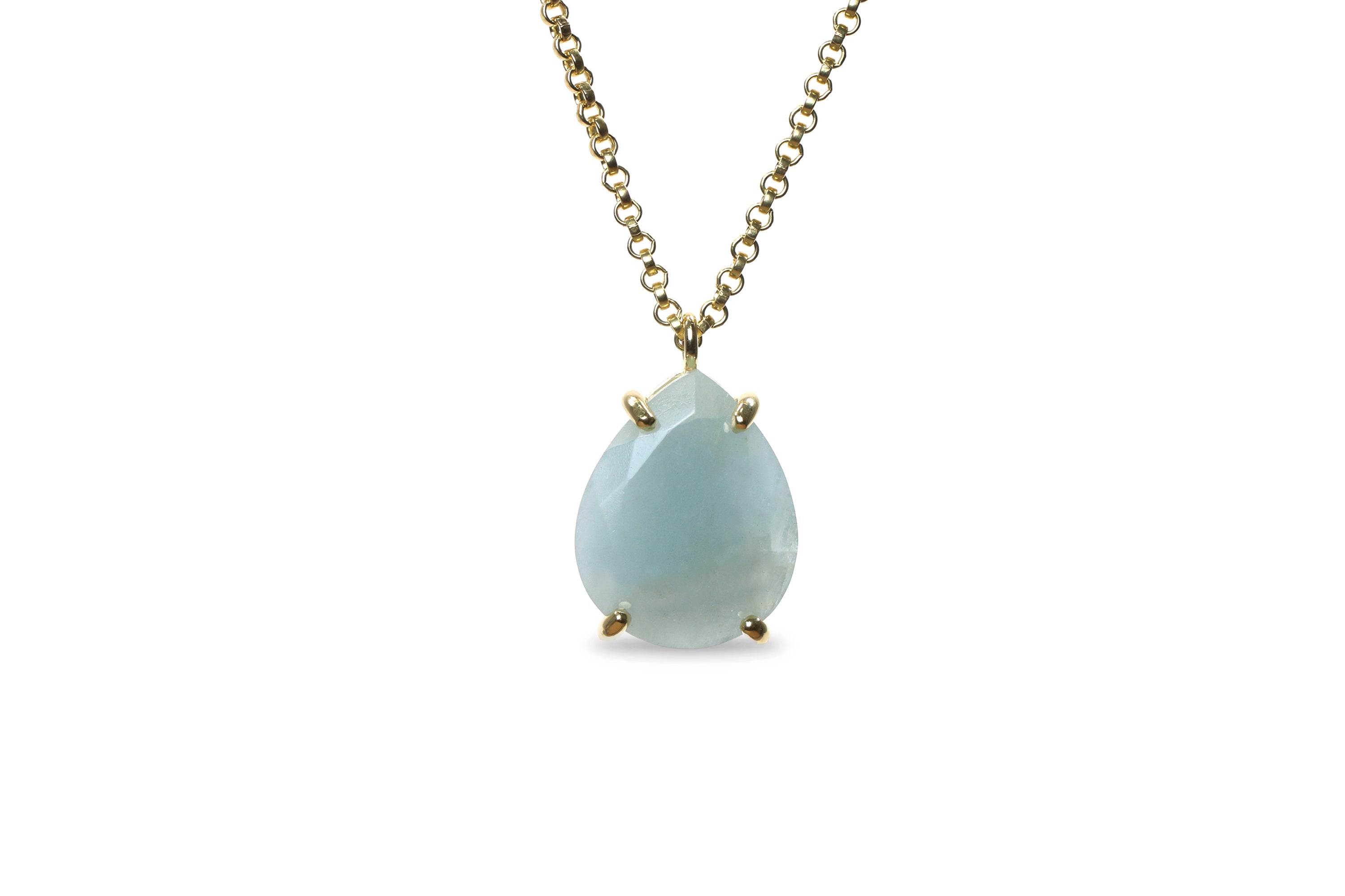 Pear Aquamarine Pendant Necklace necklaces Anemone Jewelry