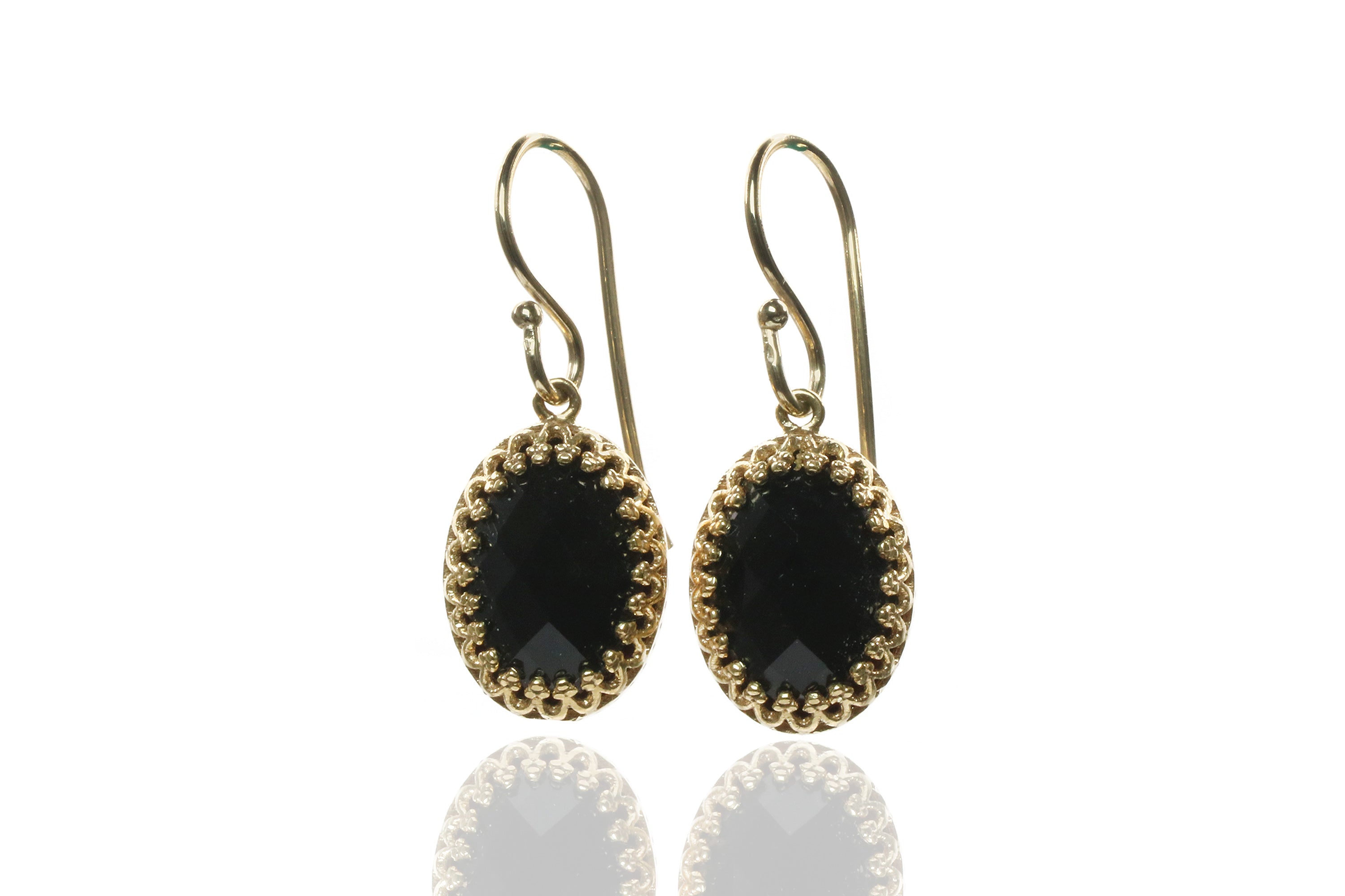 Bold Black Onyx Earrings in Gold Earrings Anemone Jewelry