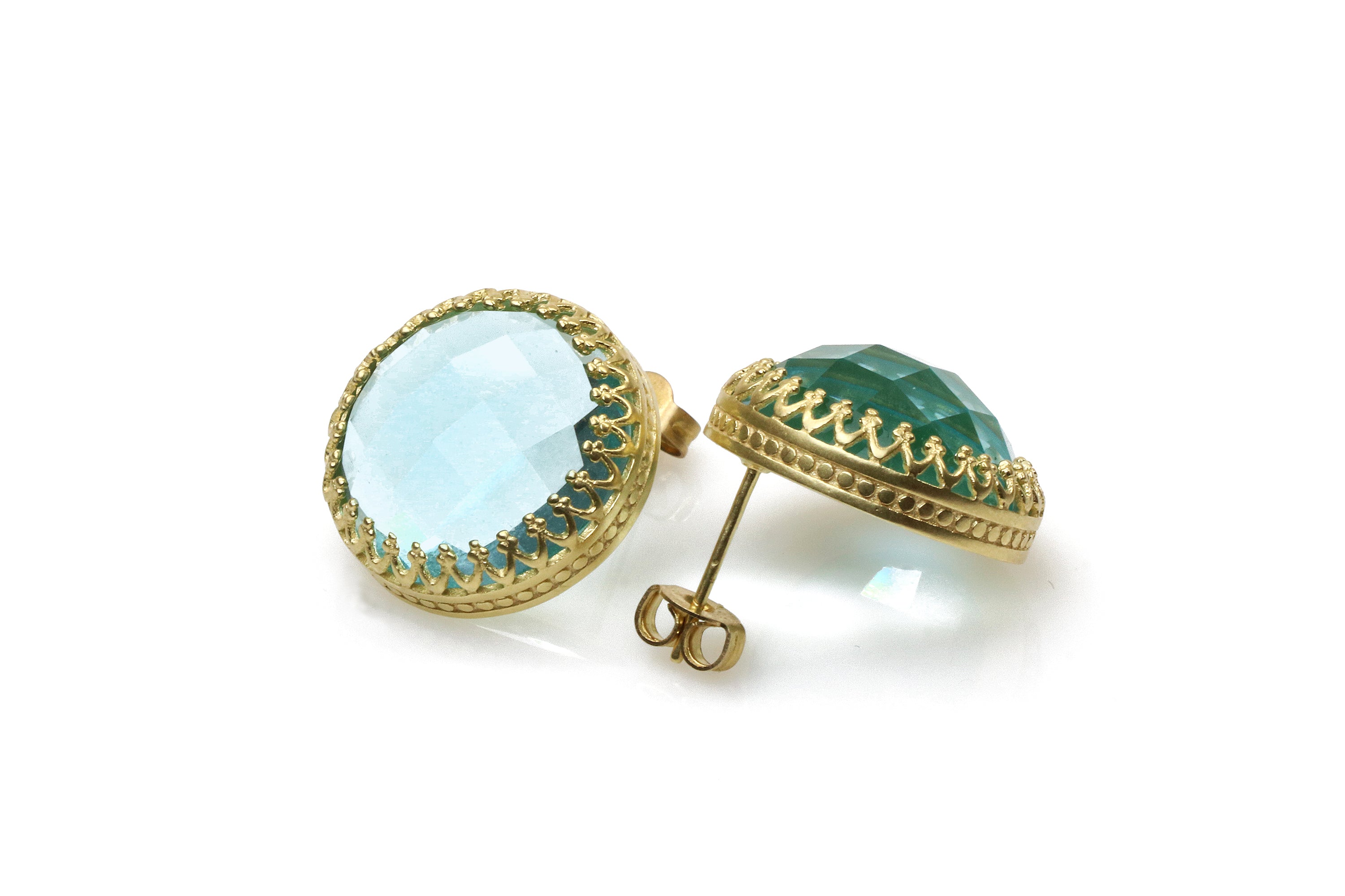 Statement Gold Earrings - Stud Topaz Earrings in 14k Gold - November Birthstone Earrings, Fashion Earrings Earrings Anemone Jewelry