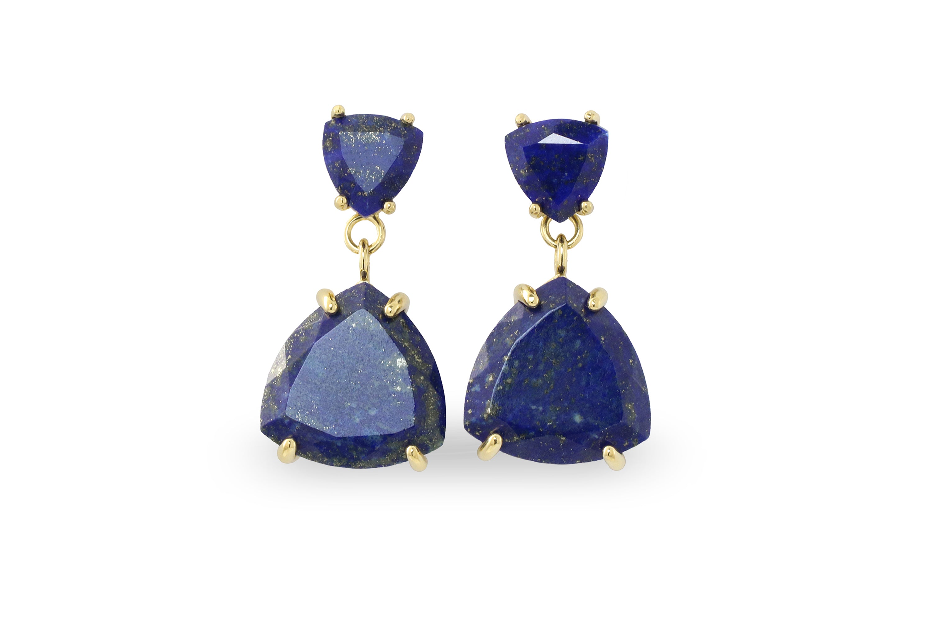 Lapis Lazuli Double Stone Gemstone Gold Earrings Earrings Anemone Jewelry