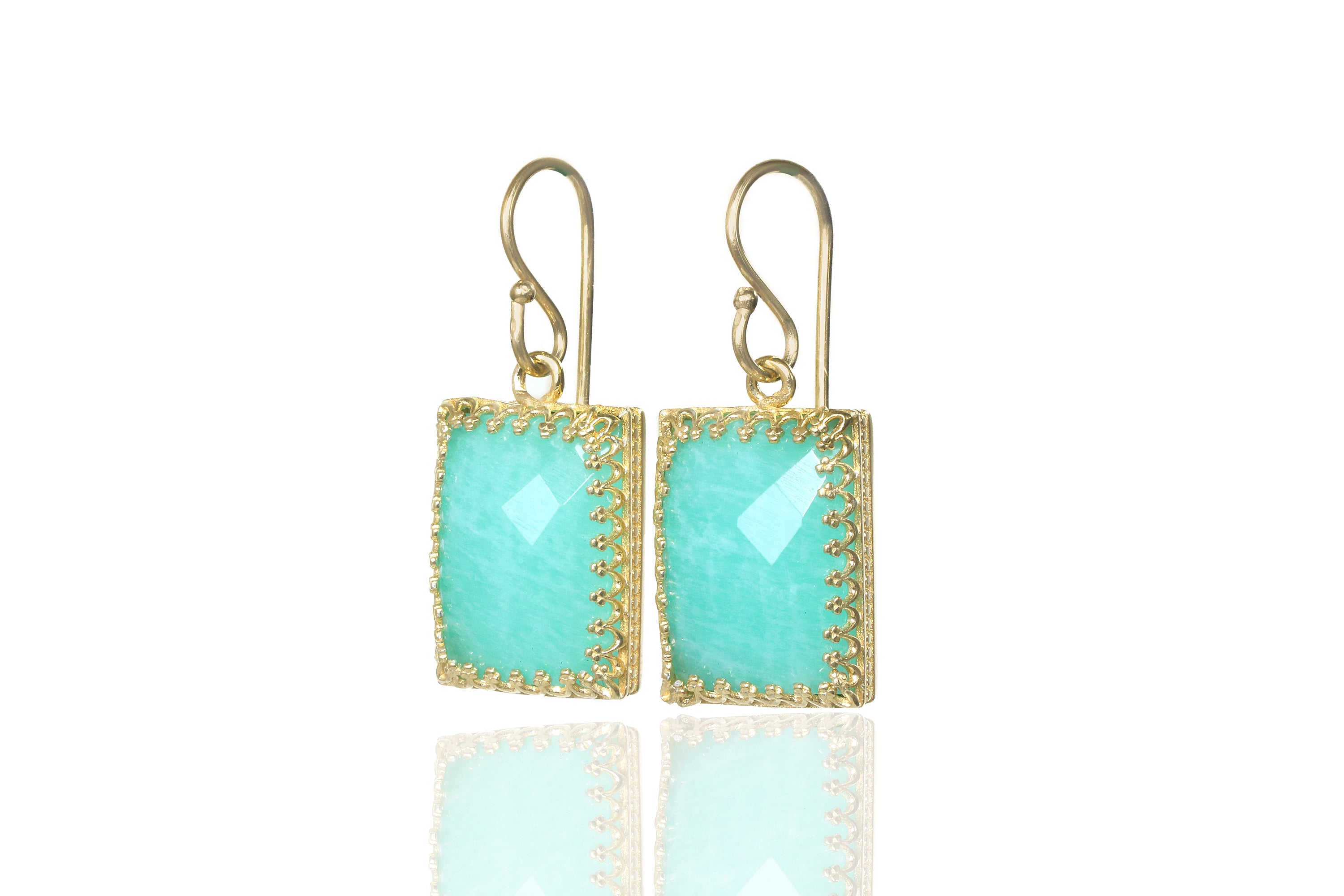 Intricate Statement Amazonite Gold Earrings Earrings Anemone Jewelry