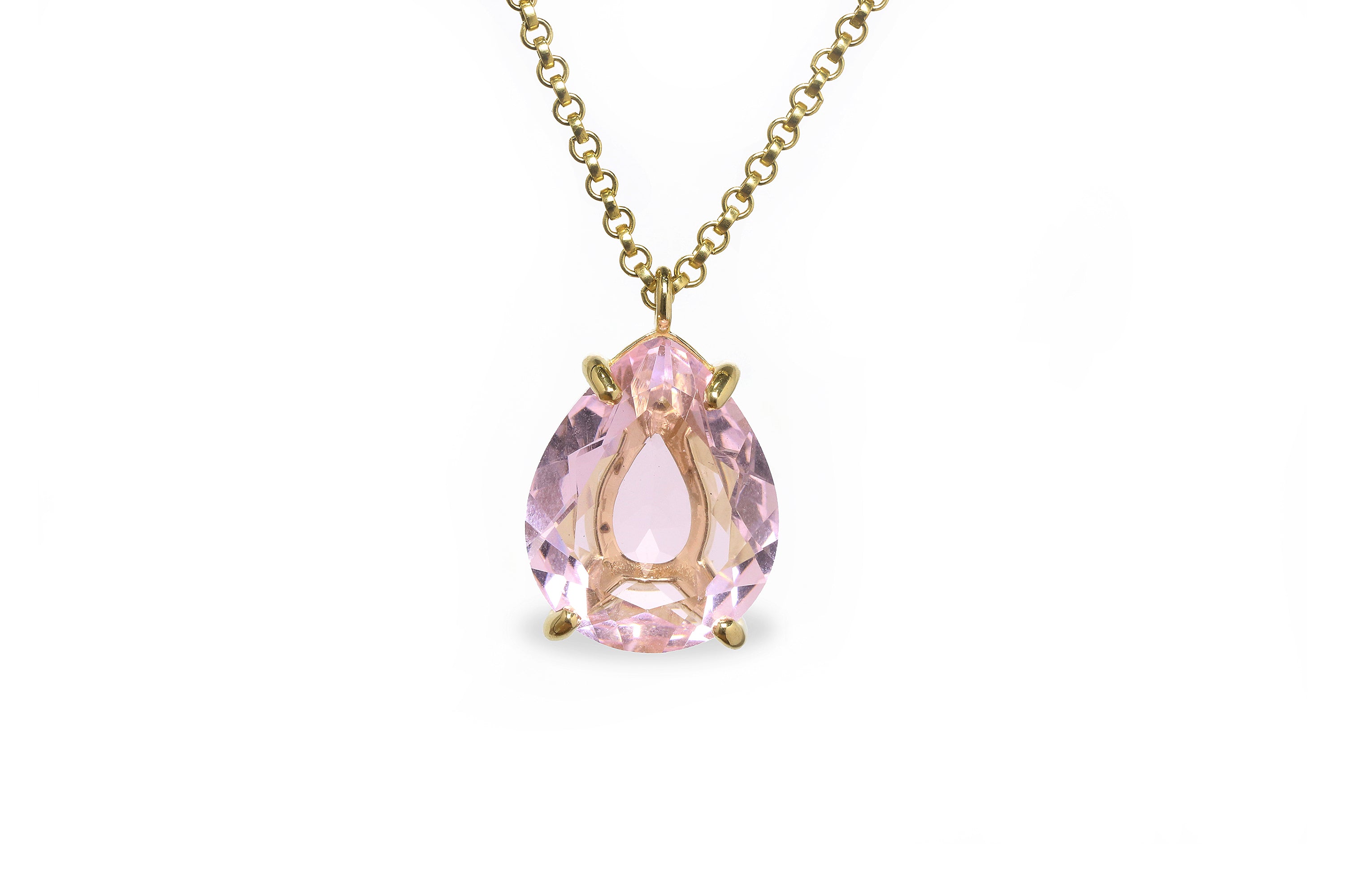 Statement Pear Rose Quartz Necklace necklaces Anemone Jewelry