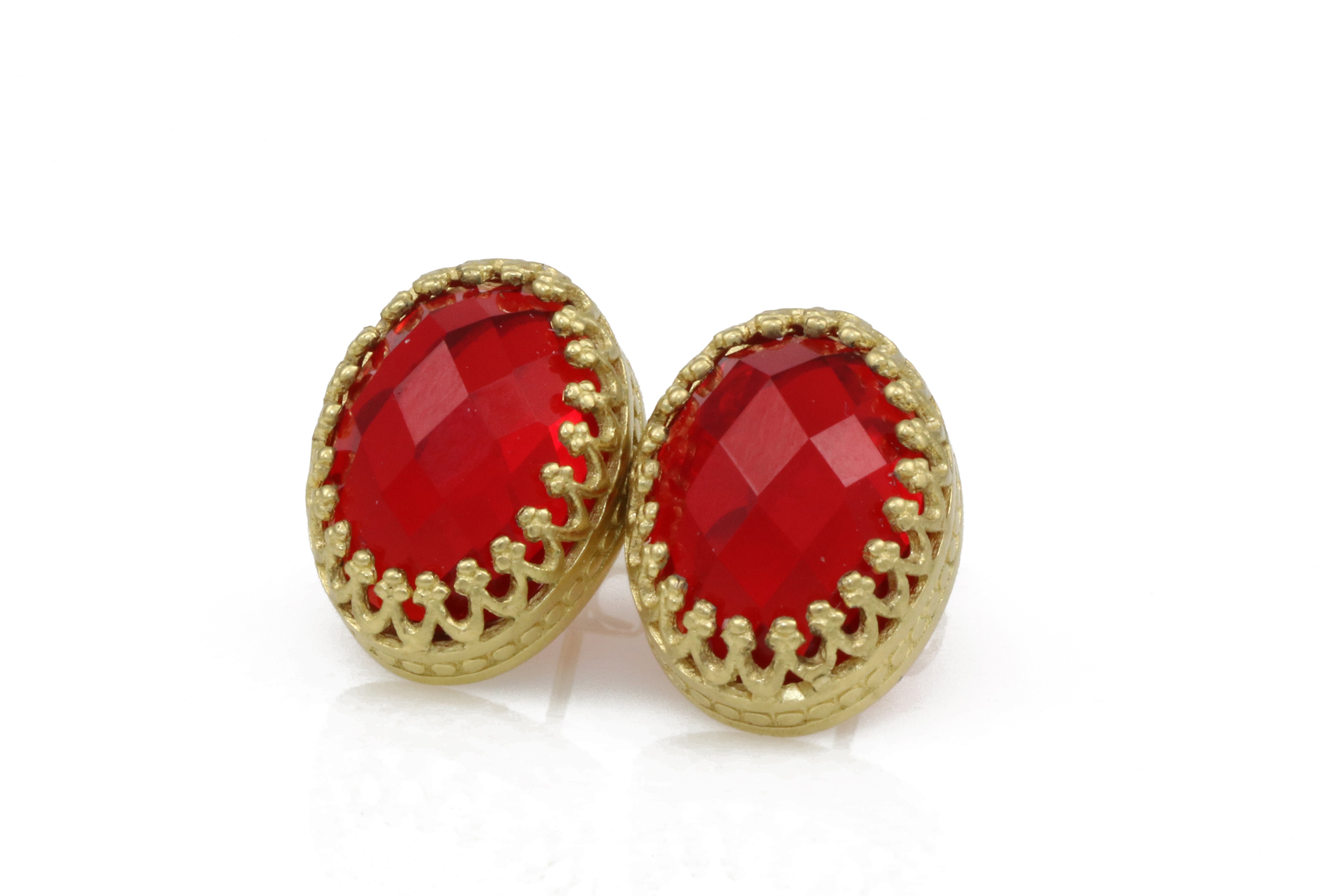 Amazing Red Ruby Gold Stud Earrings Earrings Anemone Jewelry
