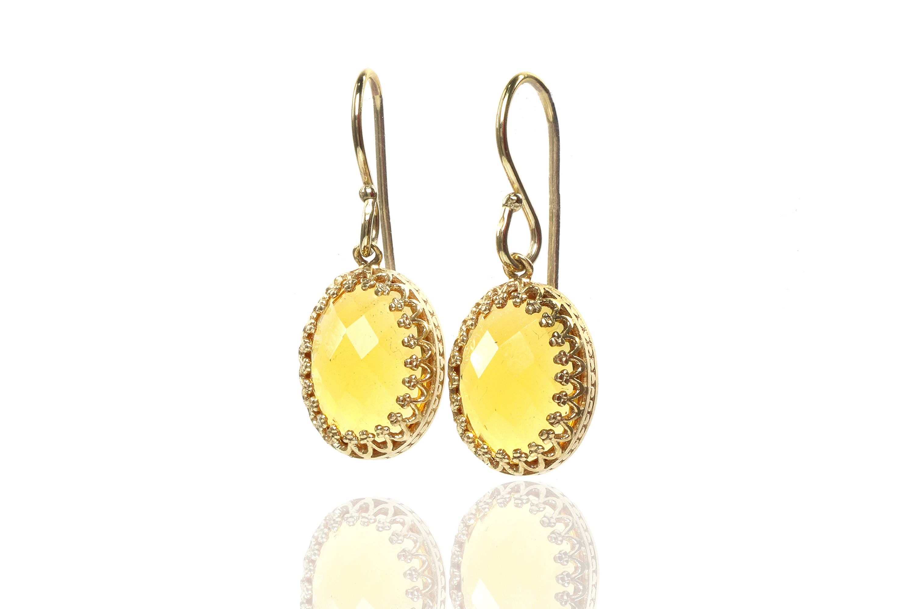 Oval Dangling Citrine Earrings Earrings Anemone Jewelry