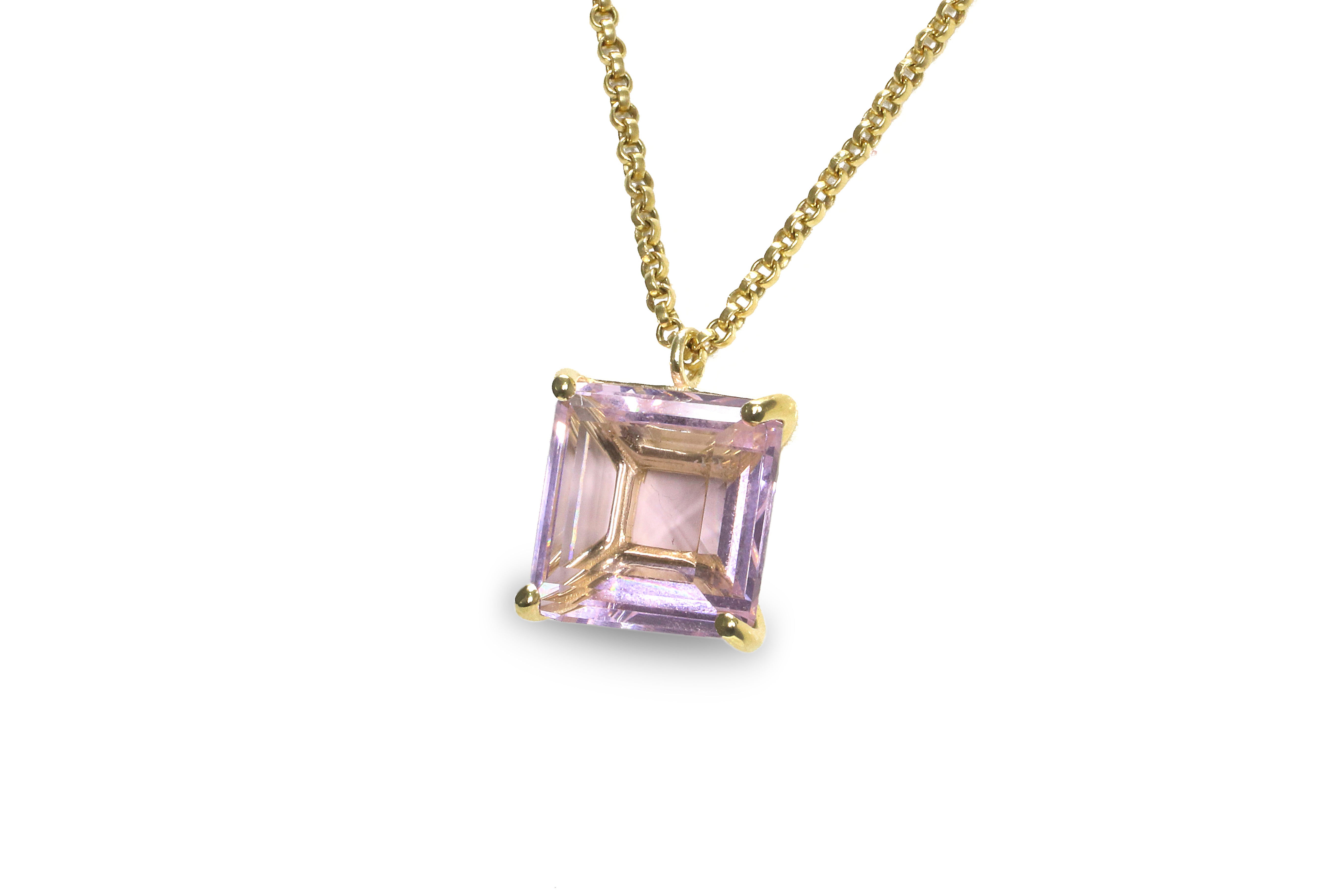 Natural Rose Quartz Gemstone Pendant Necklace necklaces Anemone Jewelry