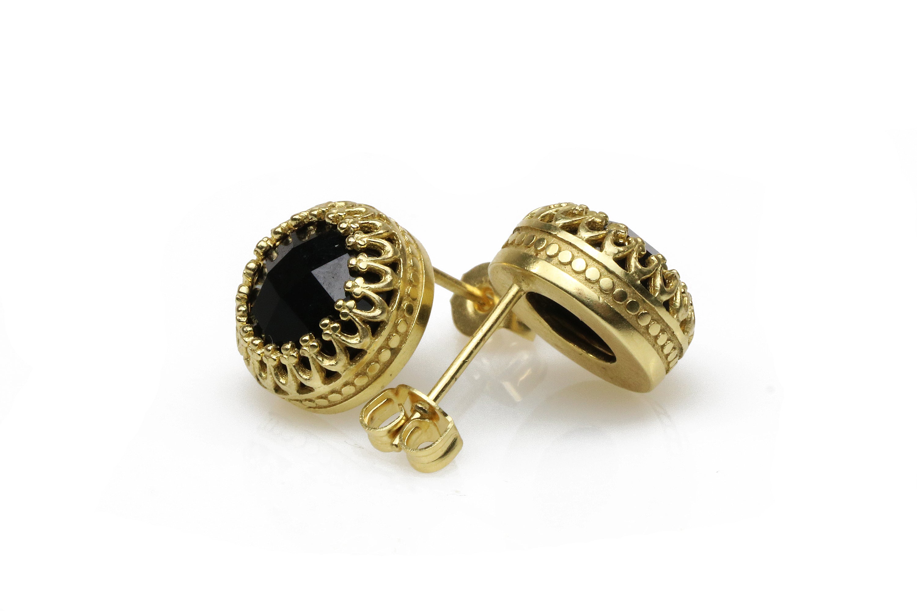 Gorgeous Black Onyx 14k Gold Stud Earrings Earrings Anemone Jewelry