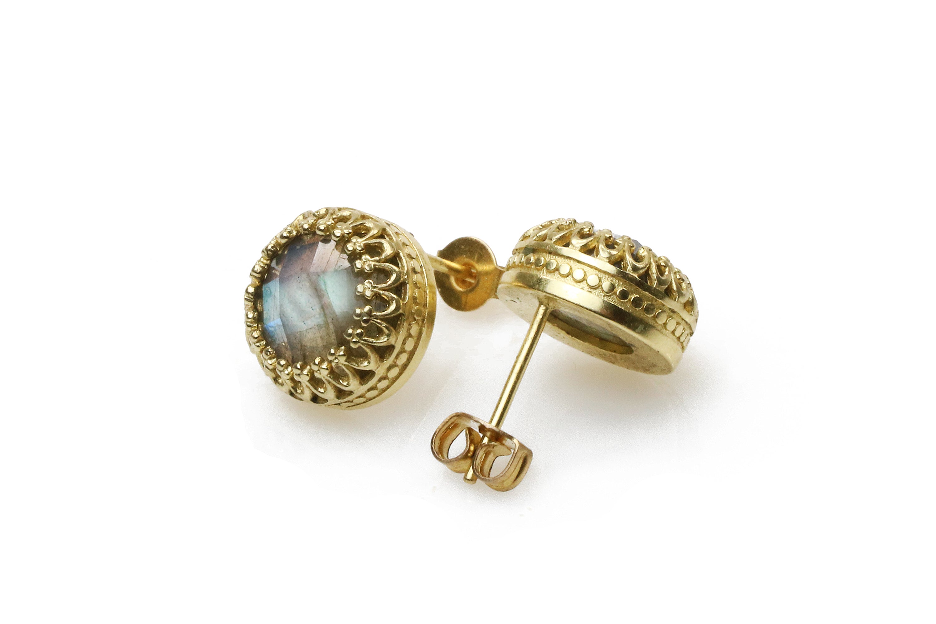 Round Labradorite 925 Sterling Stud Earrings Earrings Anemone Jewelry