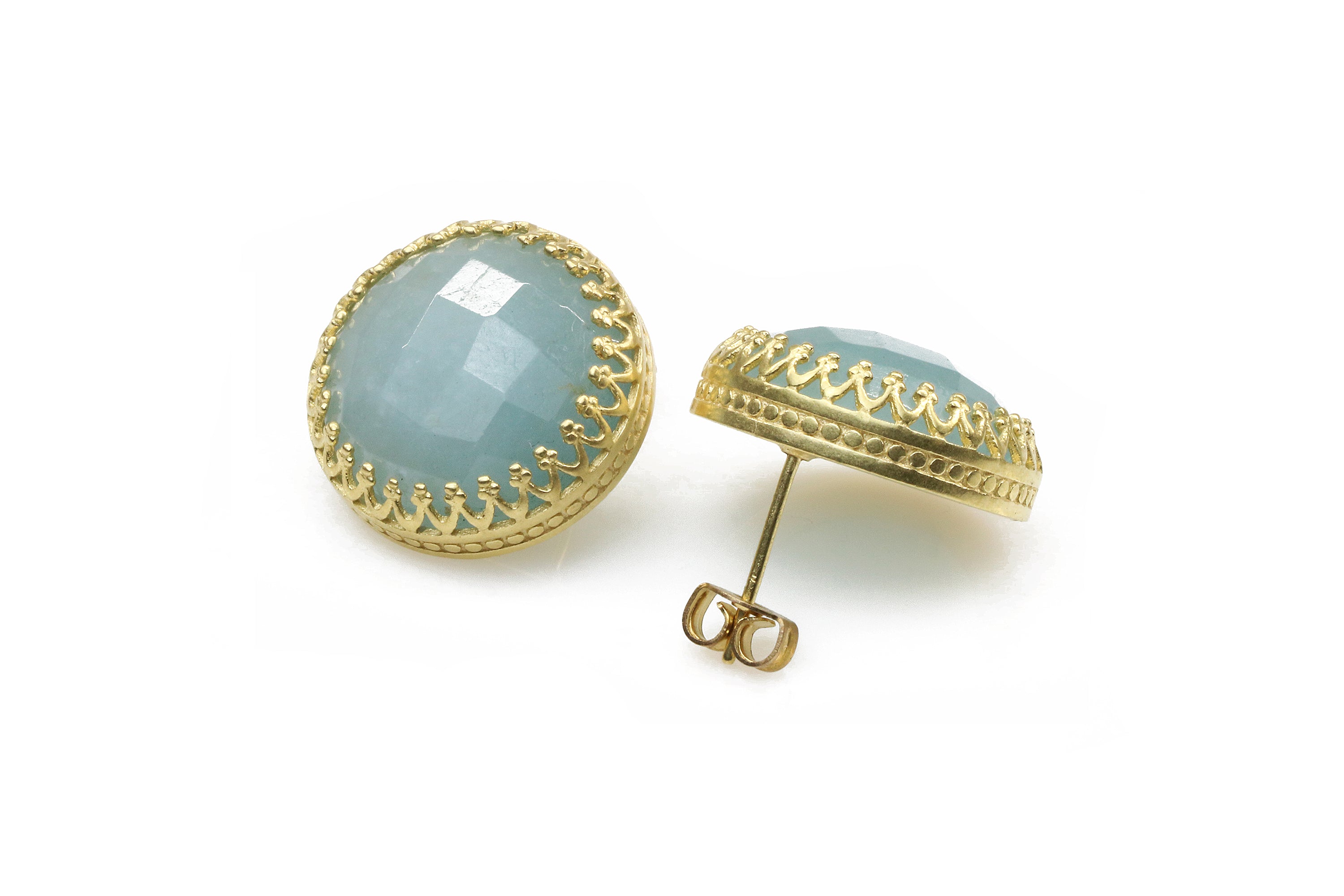 Statement Aquamarine Stud Earrings Earrings Anemone Jewelry