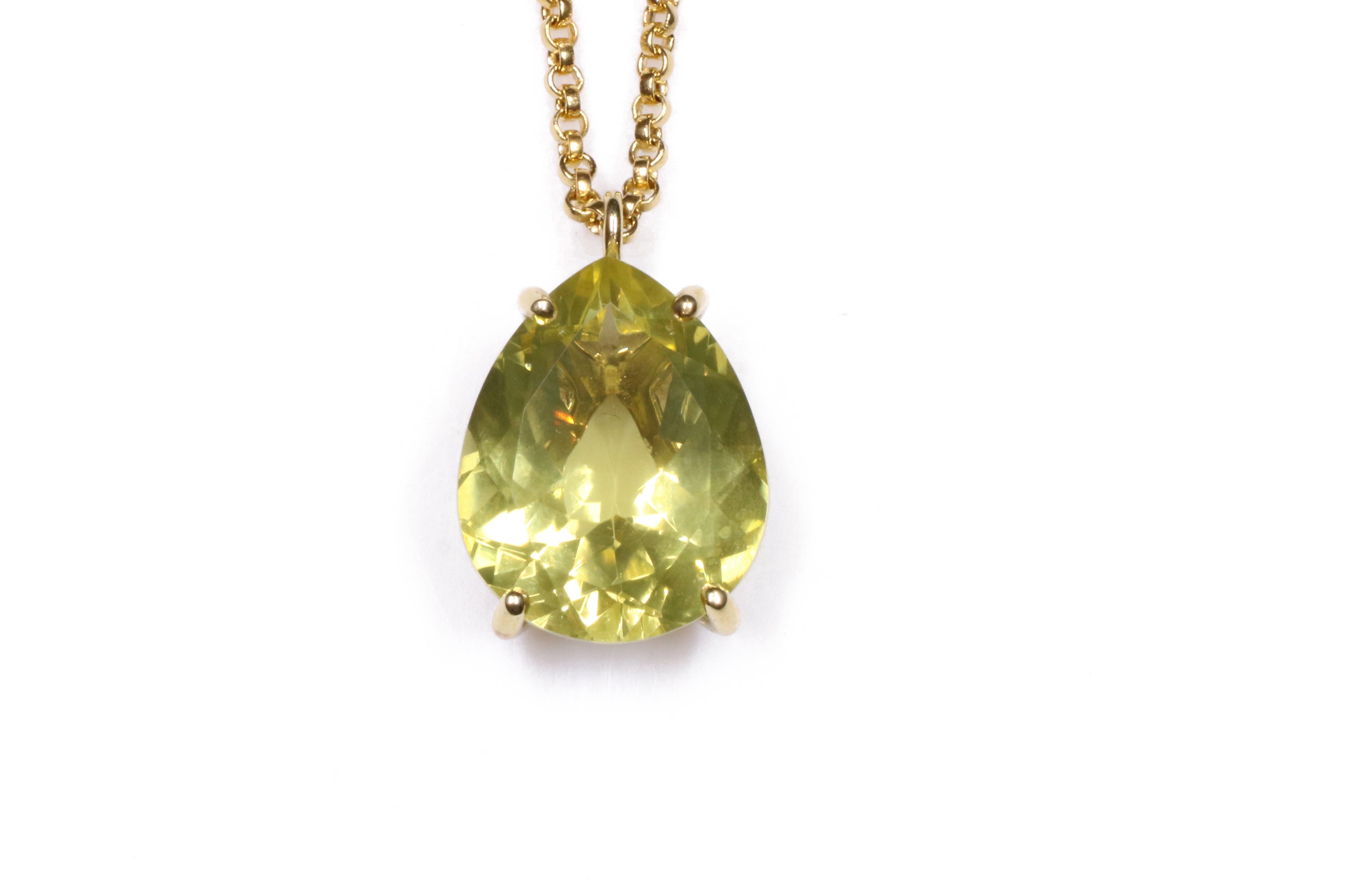 Brilliant Lemon Quartz 14k Gold Necklace necklaces Anemone Jewelry