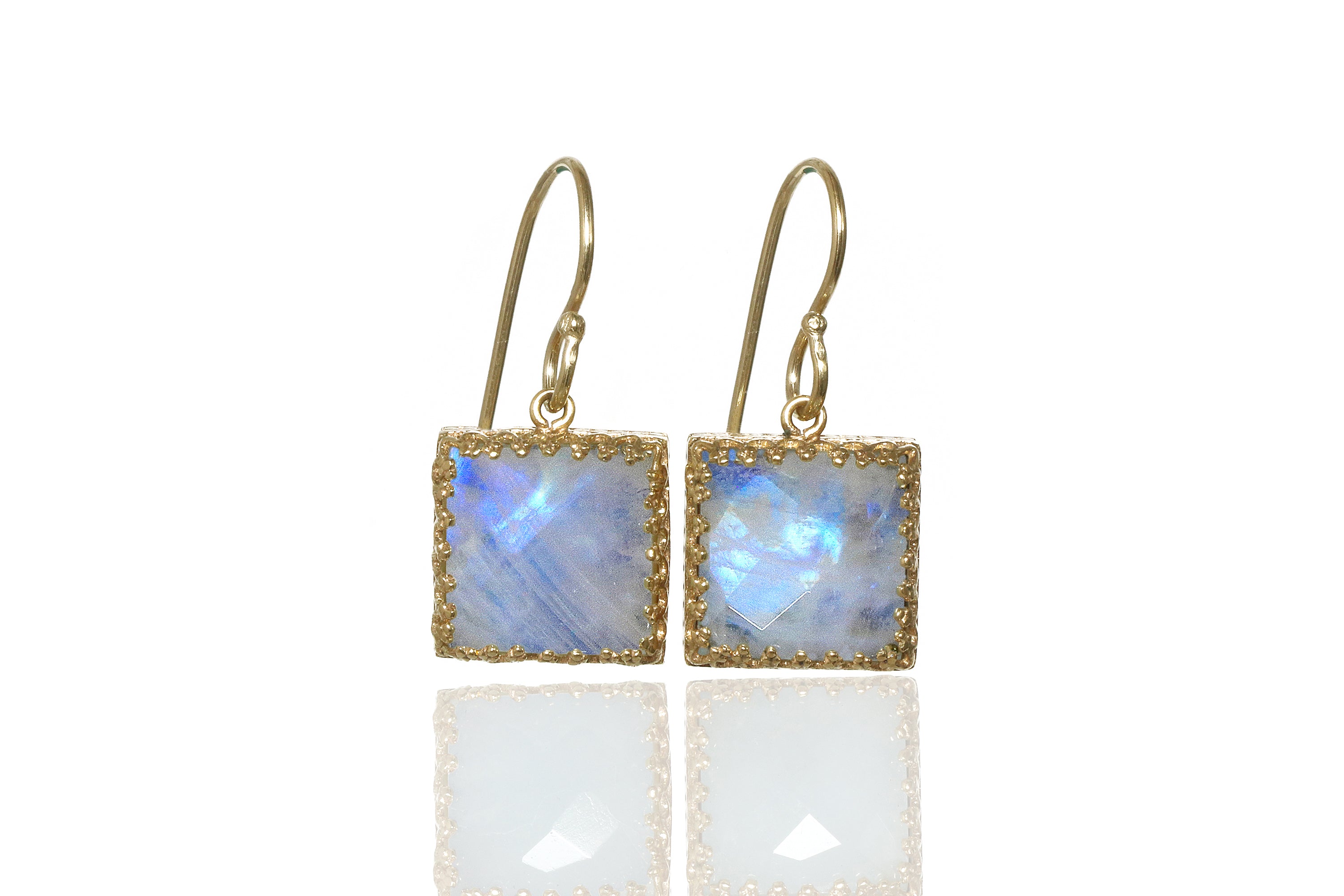 Unique Gold Rainbow Moonstone Earrings Earrings Anemone Jewelry