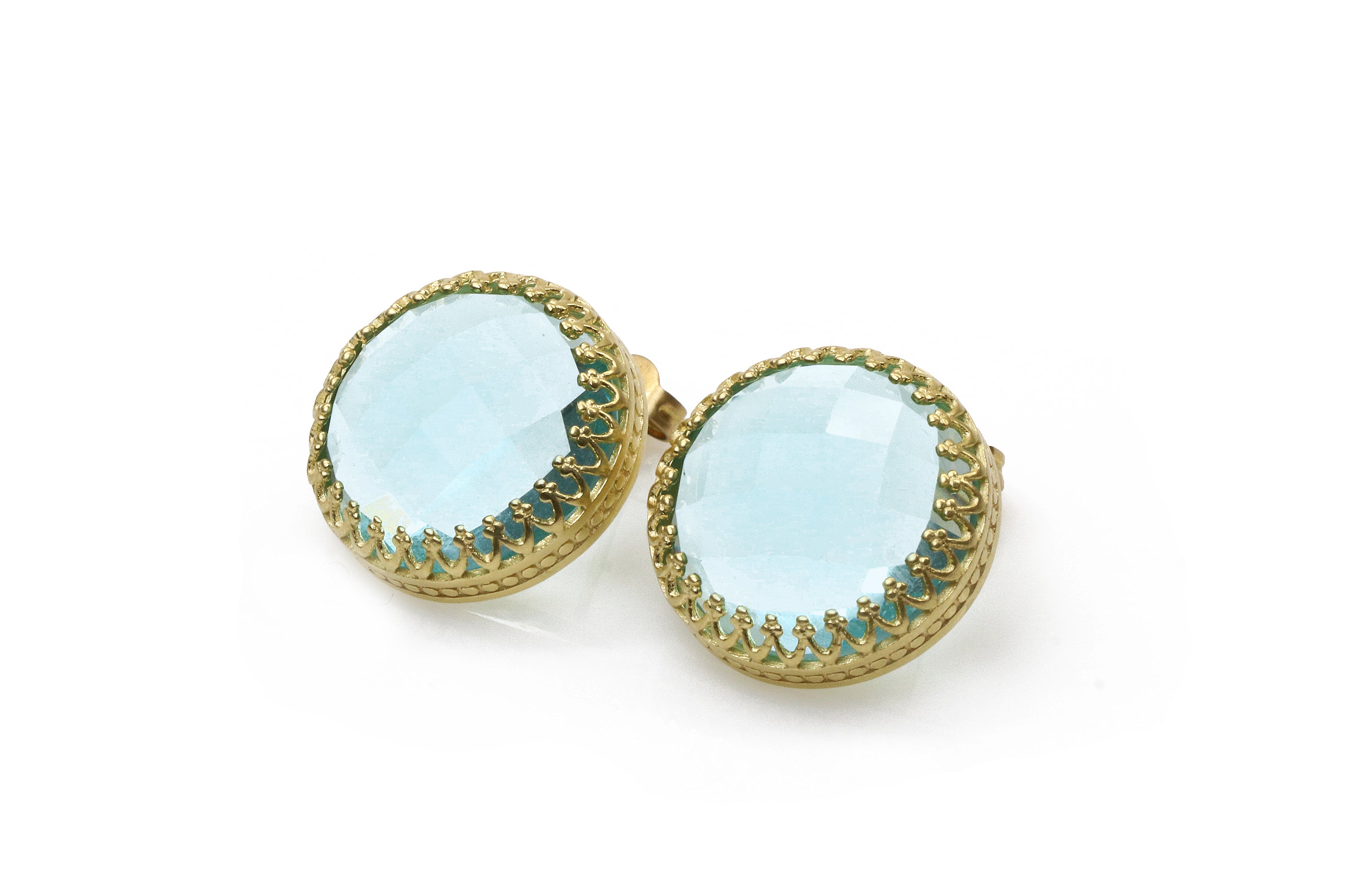 Statement Gold Earrings - Stud Topaz Earrings in 14k Gold - November Birthstone Earrings, Fashion Earrings Earrings Anemone Jewelry