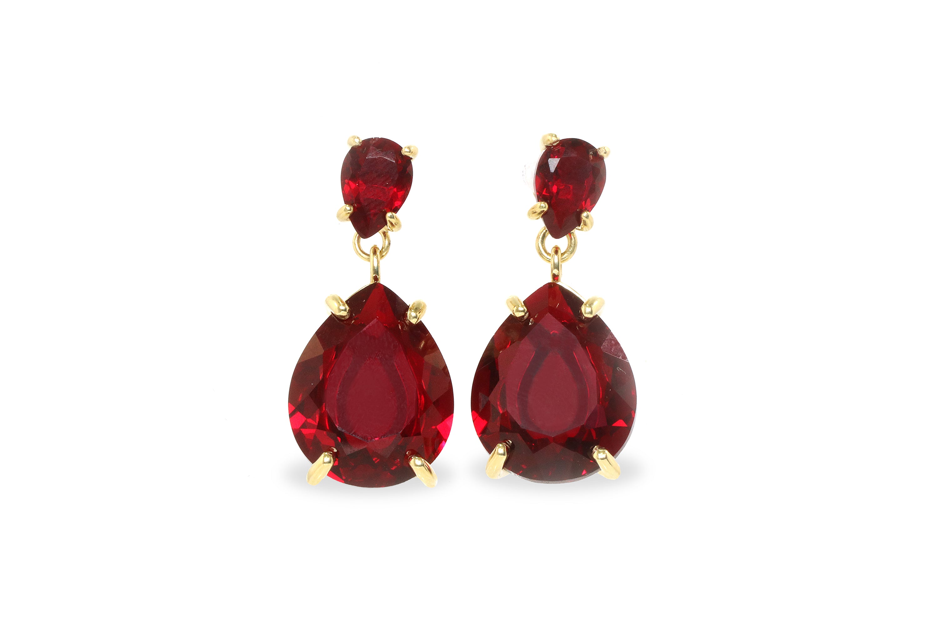 Vibrant Double Garnet Gold Earrings Earrings Anemone Jewelry