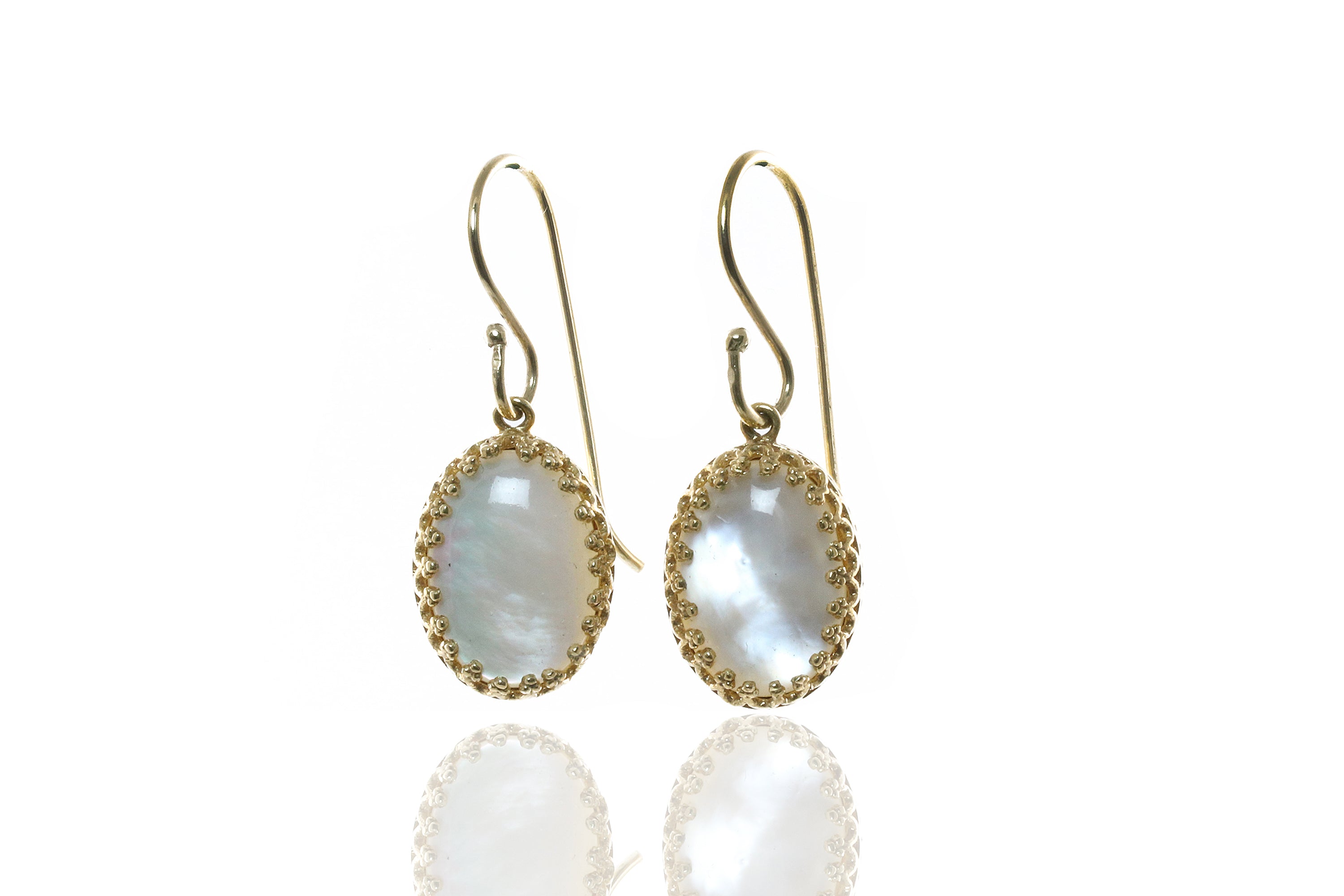 Mother of Pearl Gold Dangling Earrings Earrings Anemone Jewelry