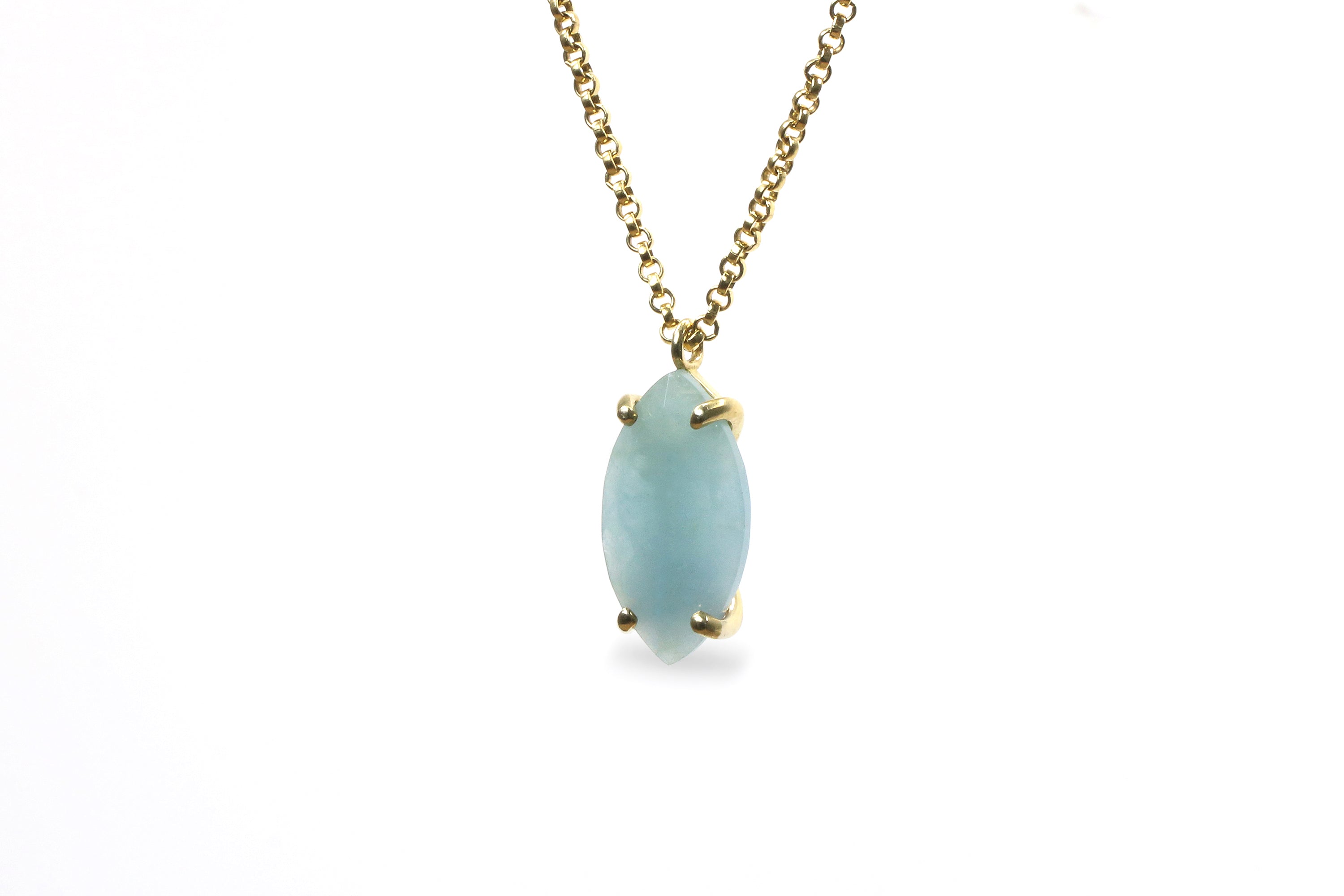 14k Gold Filled Aquamarine Pendant Necklace necklaces Anemone Jewelry