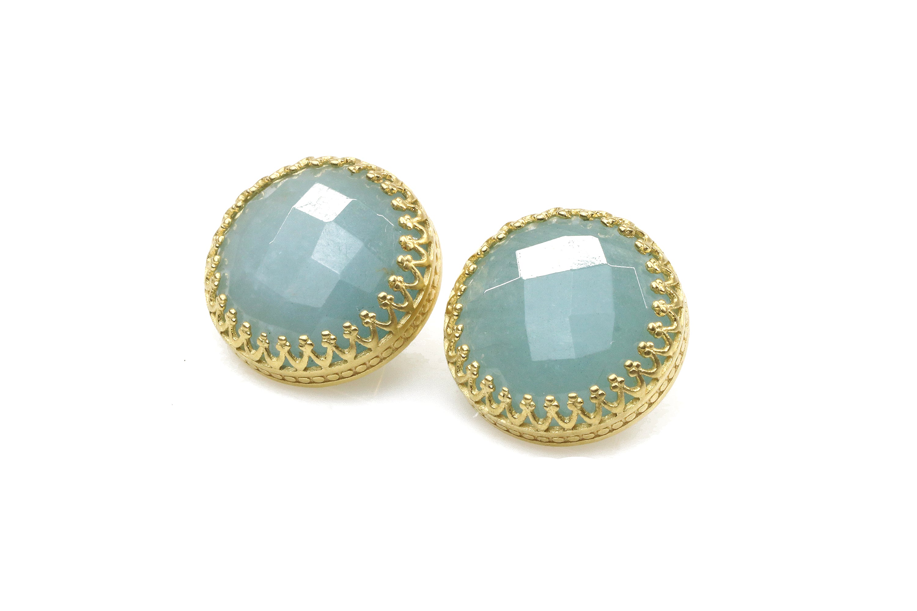Statement Aquamarine Stud Earrings Earrings Anemone Jewelry