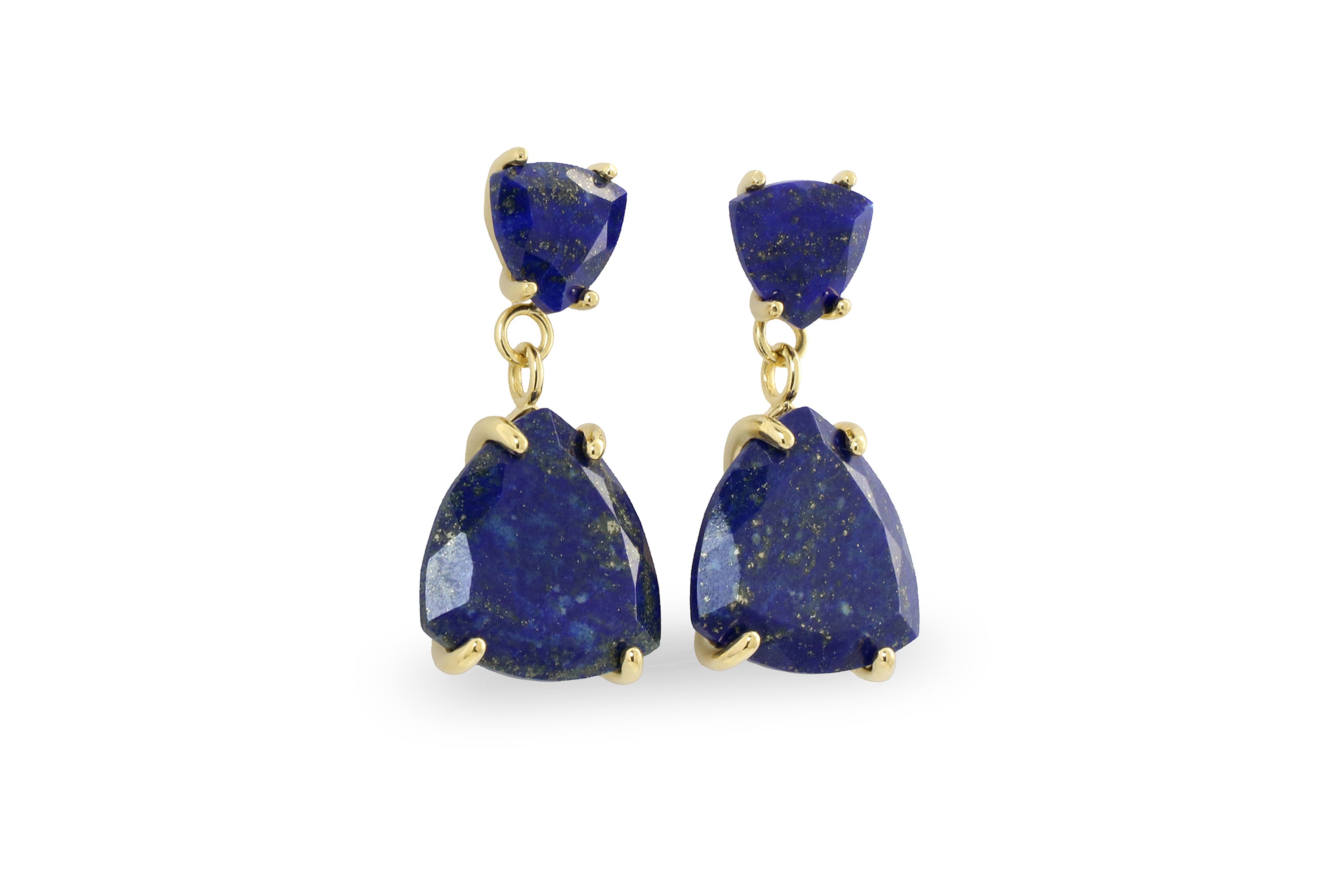 Lapis Lazuli Double Stone Gemstone Gold Earrings Earrings Anemone Jewelry