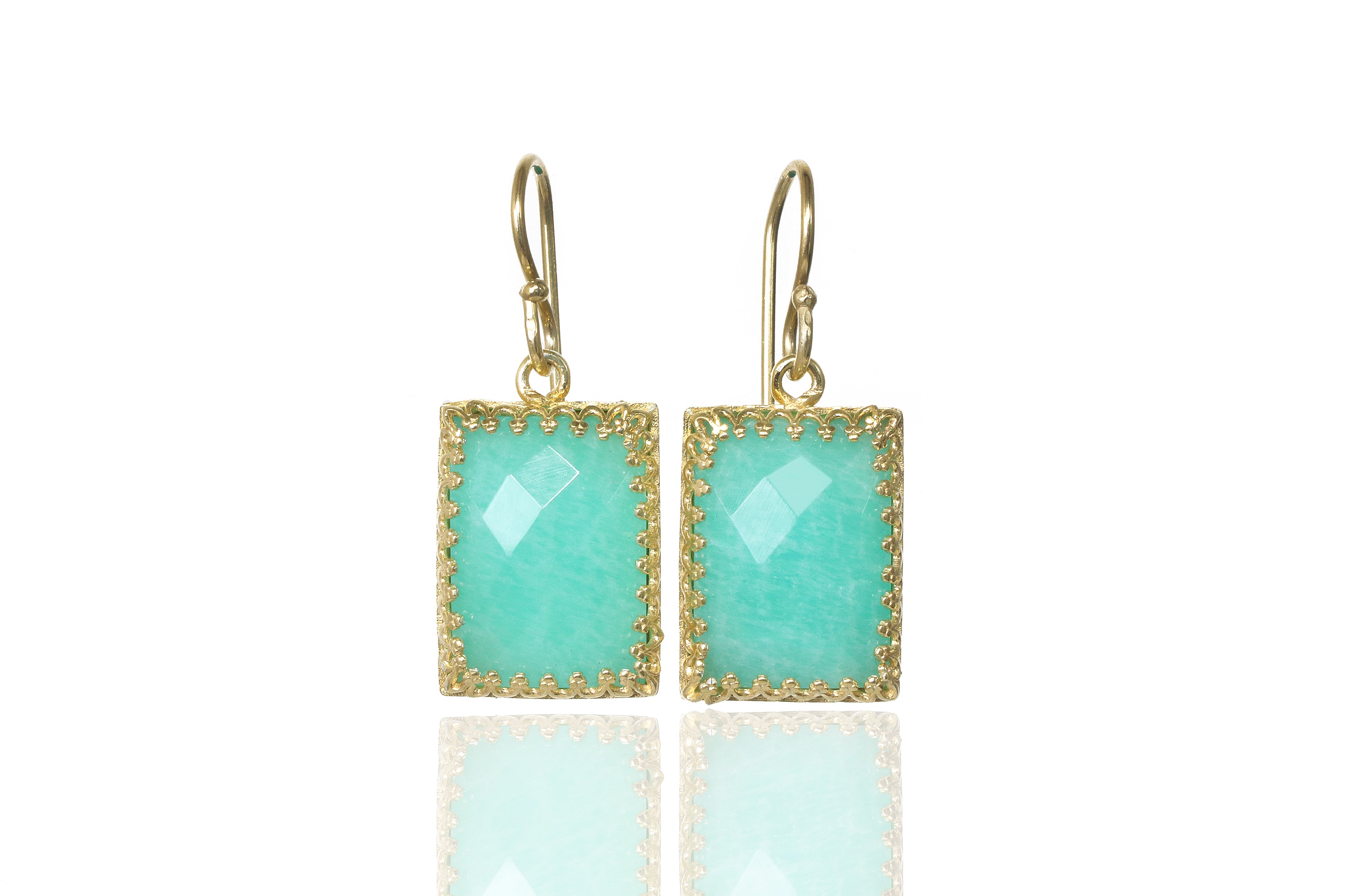 Intricate Statement Amazonite Gold Earrings Earrings Anemone Jewelry