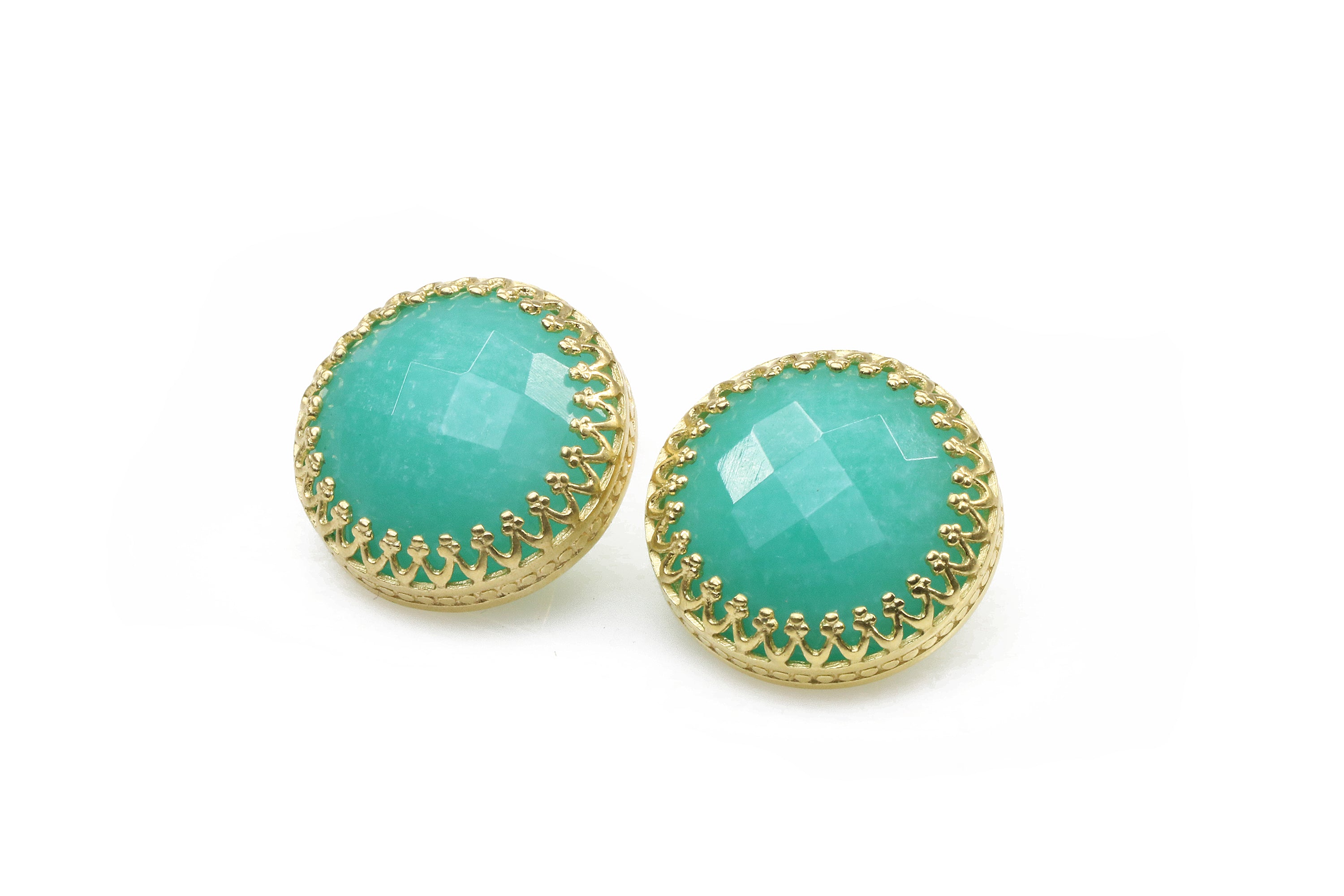 Stud Amazonite Earrings in 14k Gold Earrings Anemone Jewelry