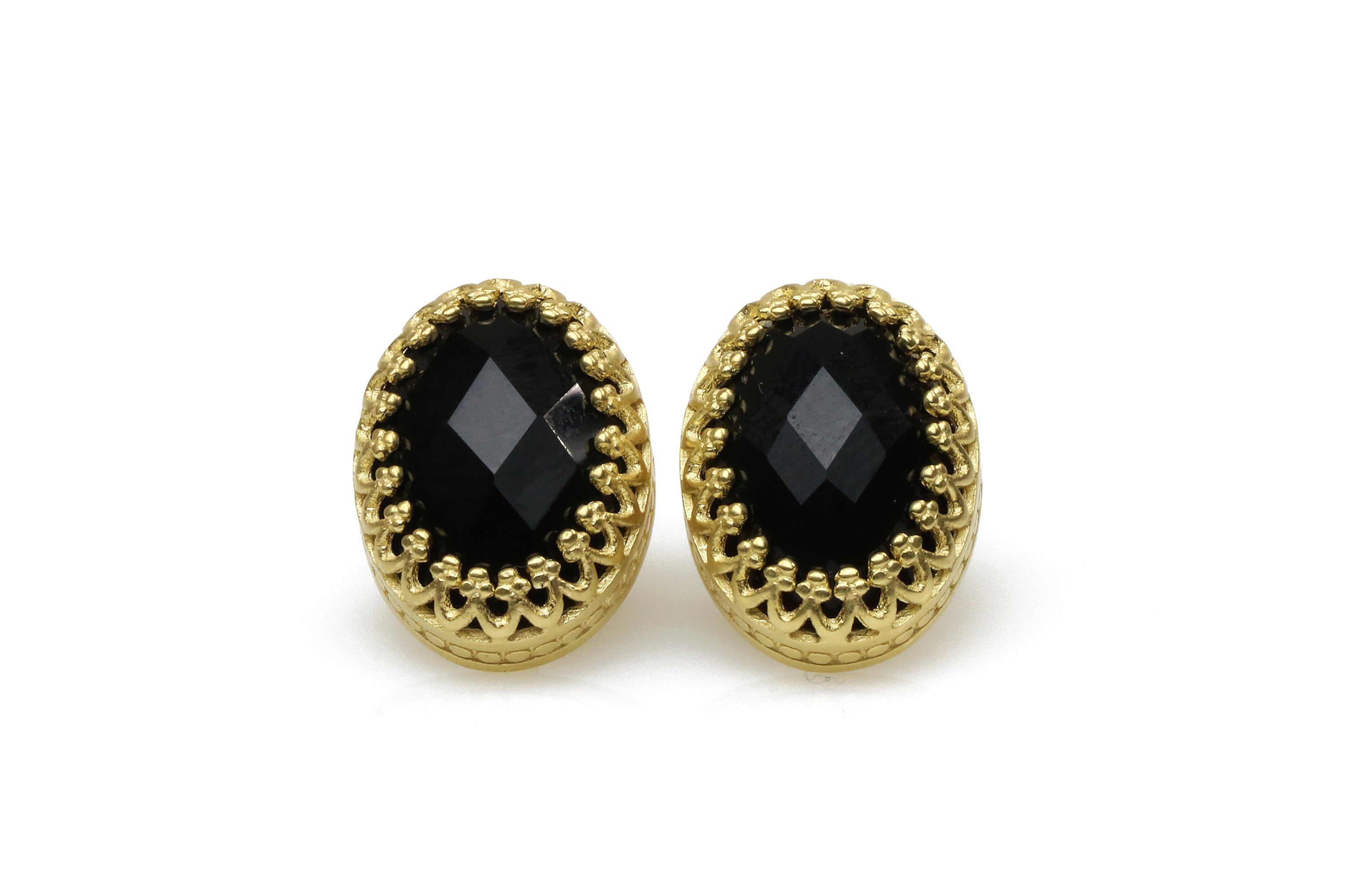 Intricate Black Onyx Stud Earrings Earrings Anemone Jewelry