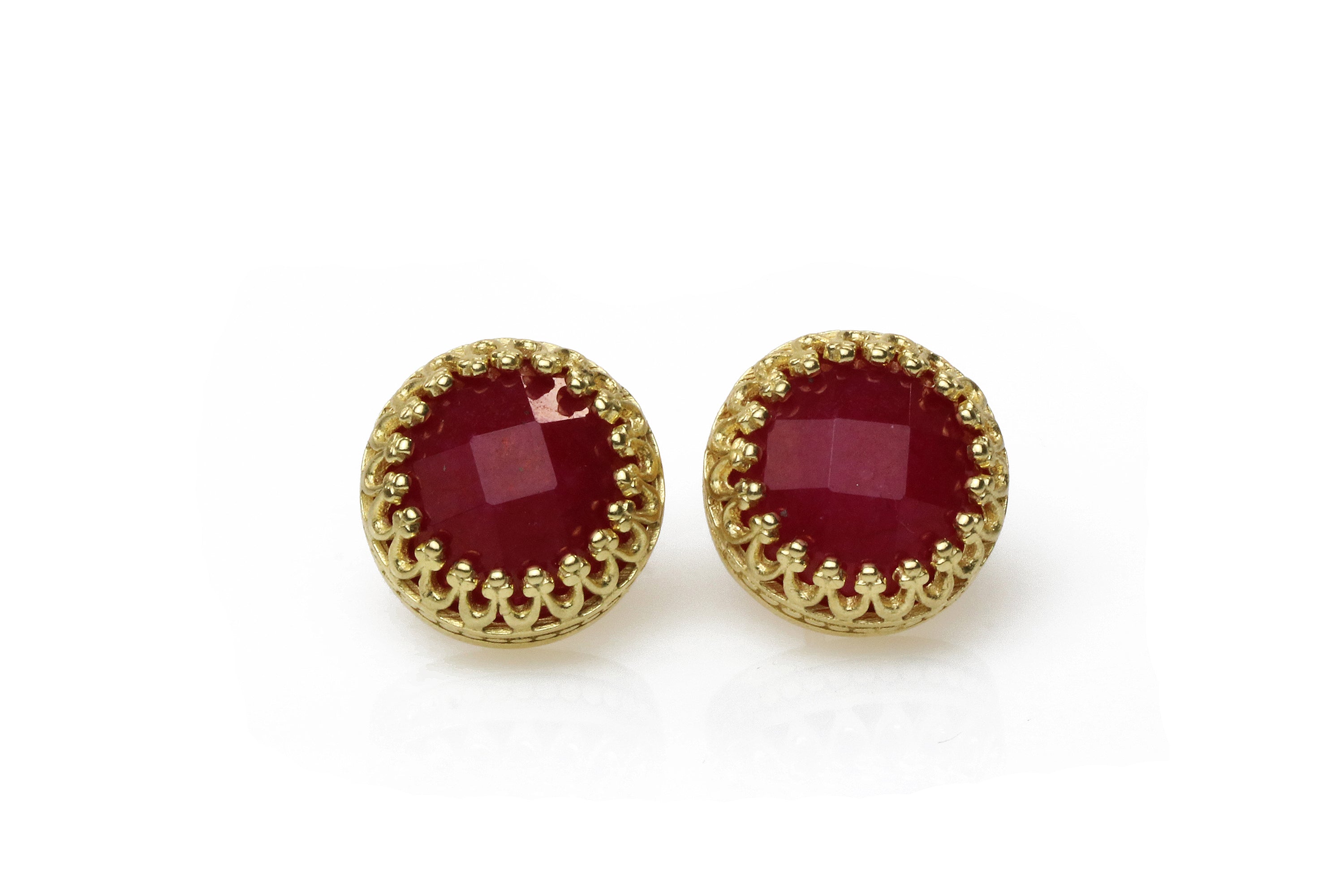 14k Gold Red Jade Earrings Earrings Anemone Jewelry