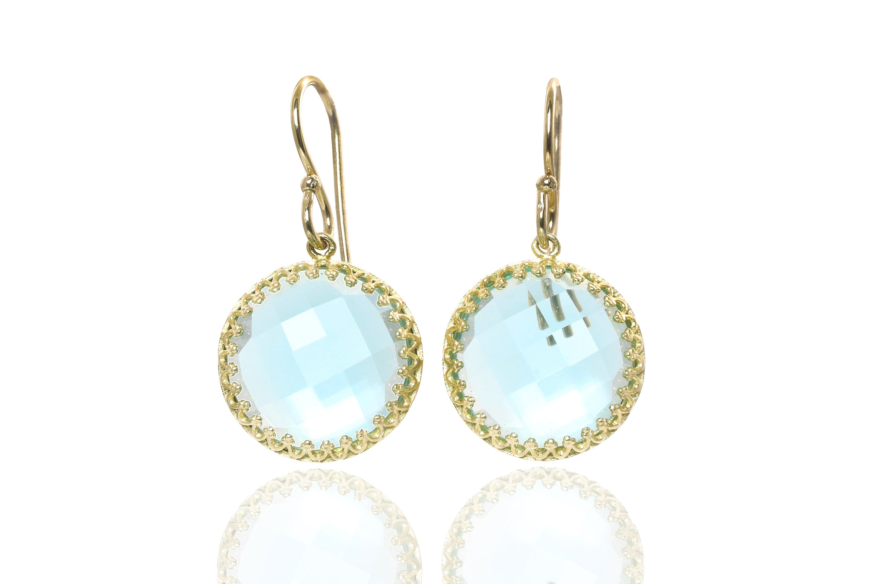 Sophisticated Round Topaz Earrings in Gold Earrings Anemone Jewelry