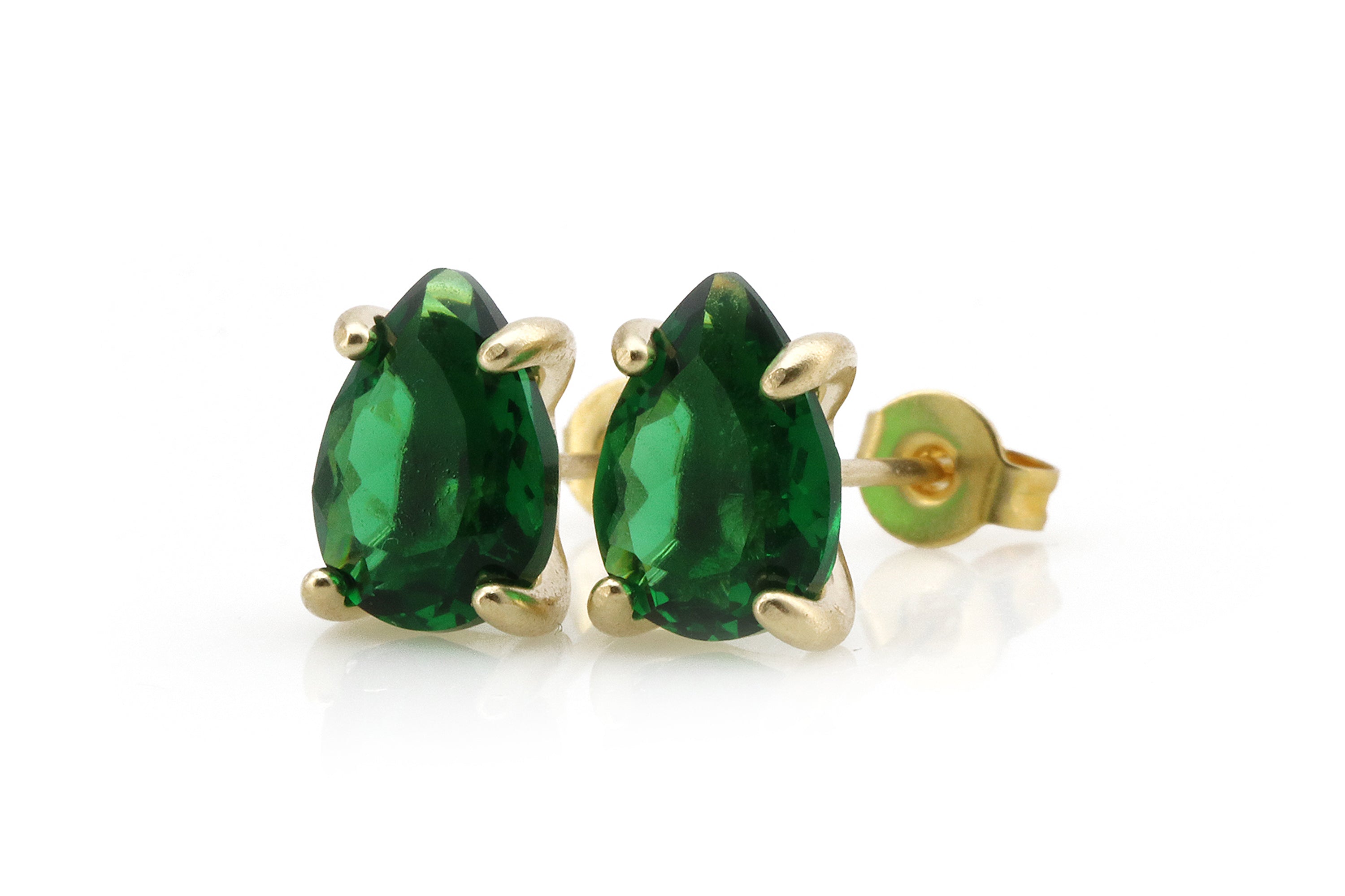 Pear Emerald 14k Gold Stud Earrings Earrings Anemone Unique