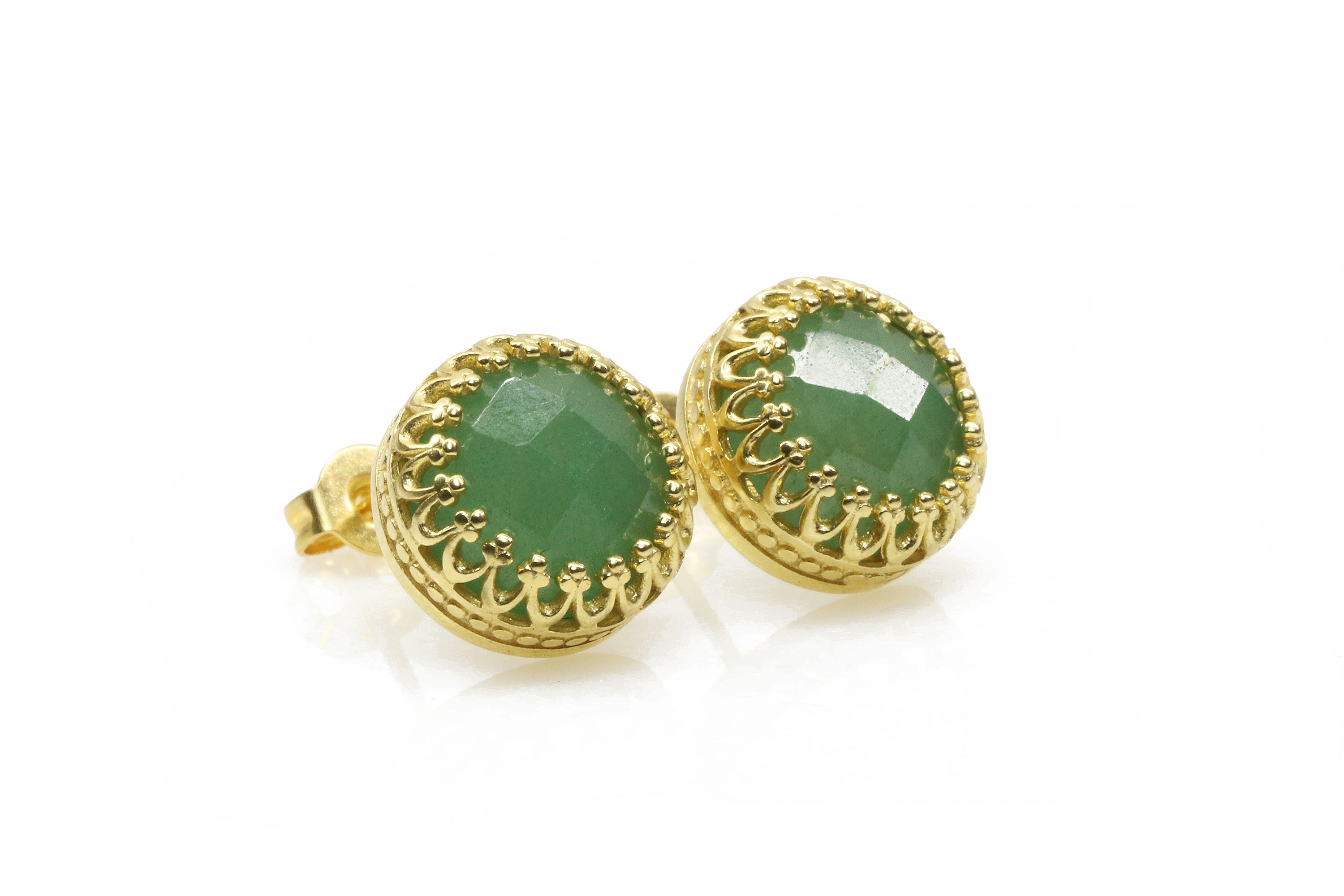 Attractive Green Aventurine Gold Dangle Earrings Earrings Anemone Jewelry